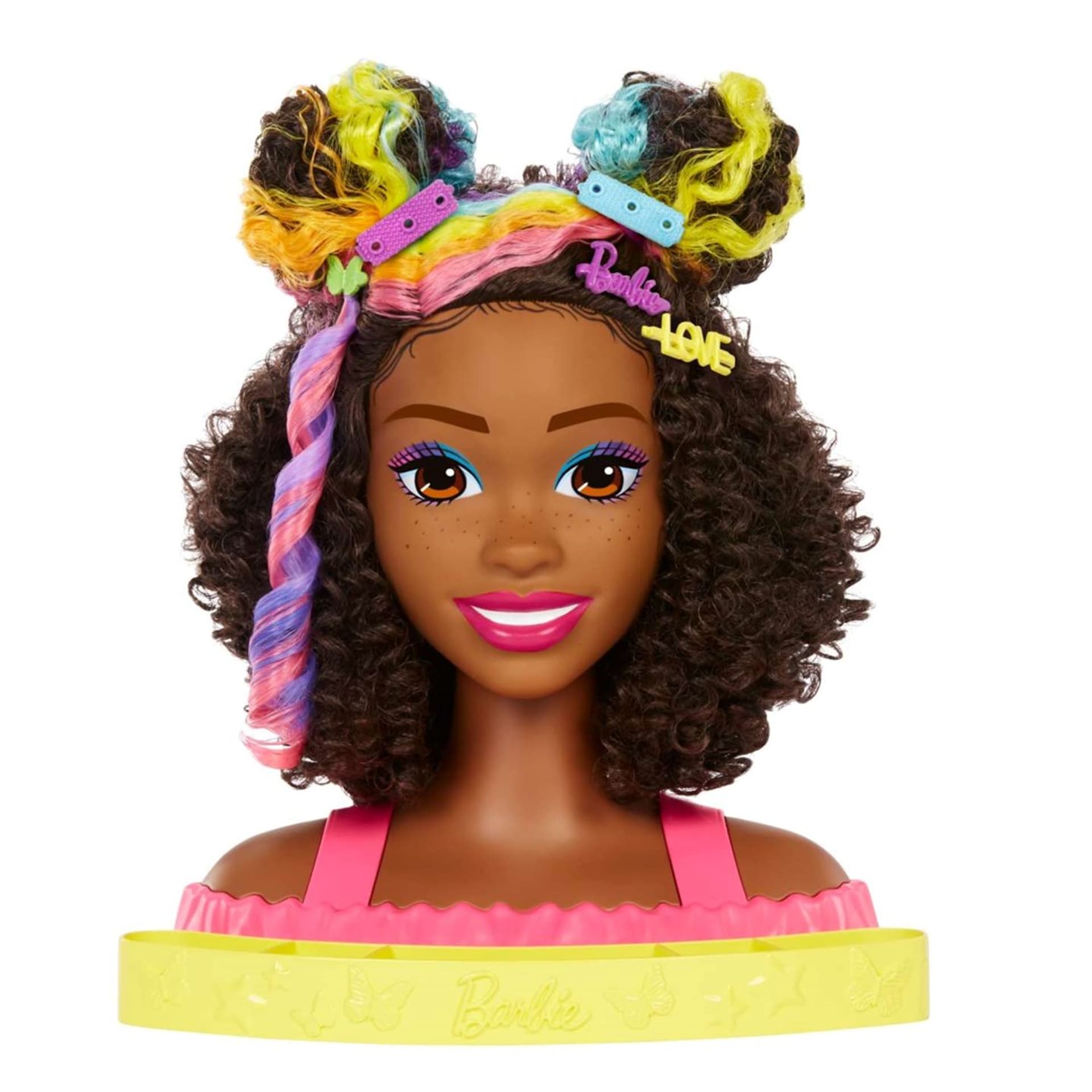

Barbie Głowa do stylizacji Neonowa tęcza Kręcone włosy HMD79