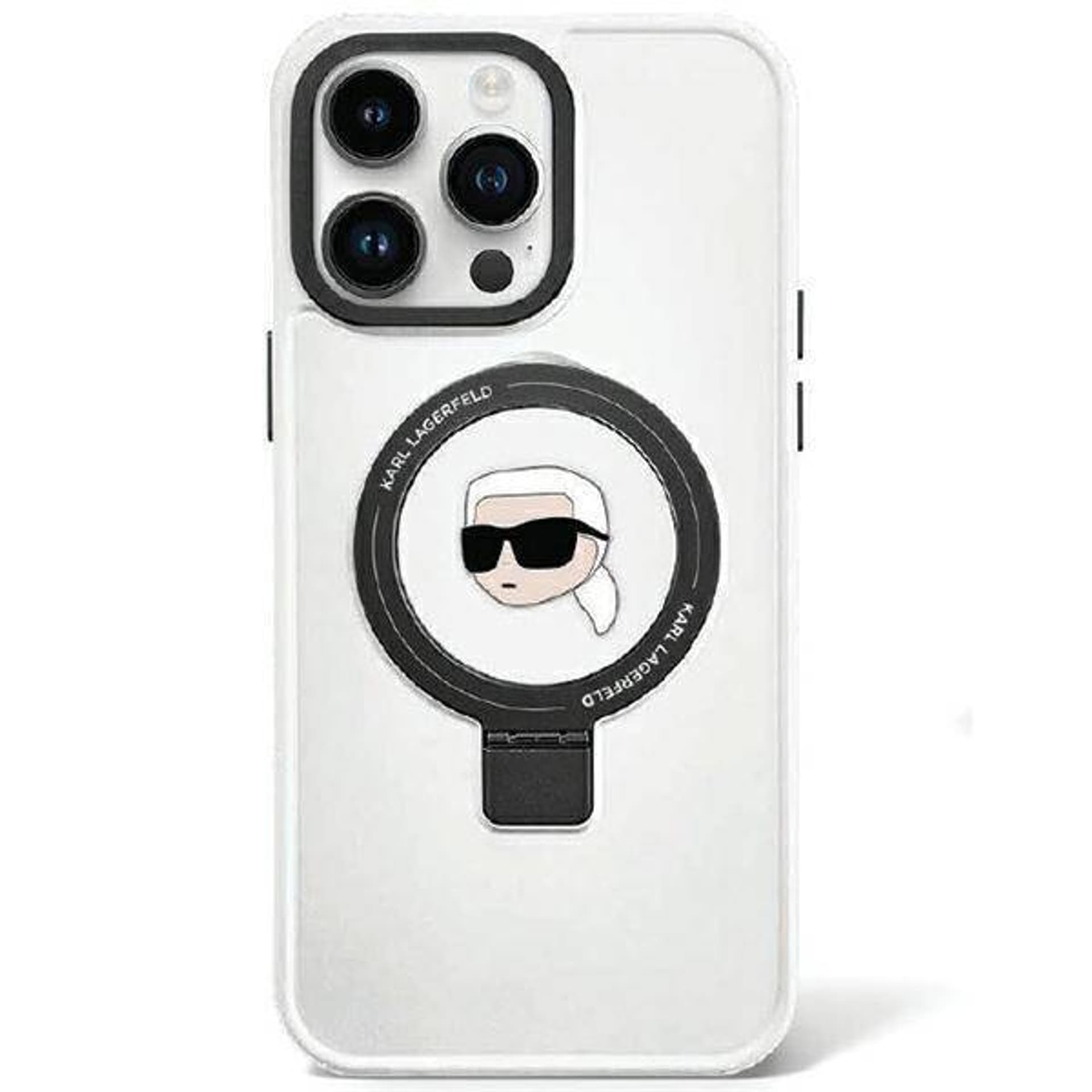 

Karl Lagerfeld KLHMP15SHMRSKHH iPhone 15 6.1" biały/white hardcase Ring Stand Karl Head MagSafe