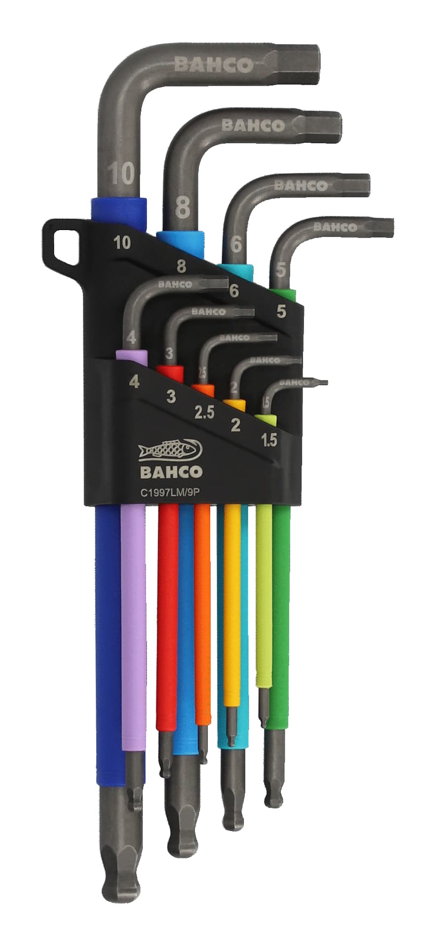 

Zestaw kluczy trzpieniowych sześciokątnych, metrycznych, długich, kolorowych, zakończonych kulką 1,5 mm - 10 mm - 9 szt. BAHCO