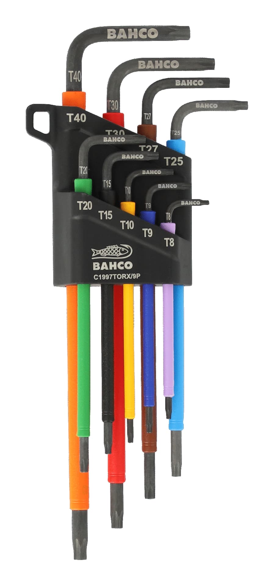 

Zestaw kluczy trzpieniowych kolorowych, TORX T8-T40, Długie - 9 szt. BAHCO
