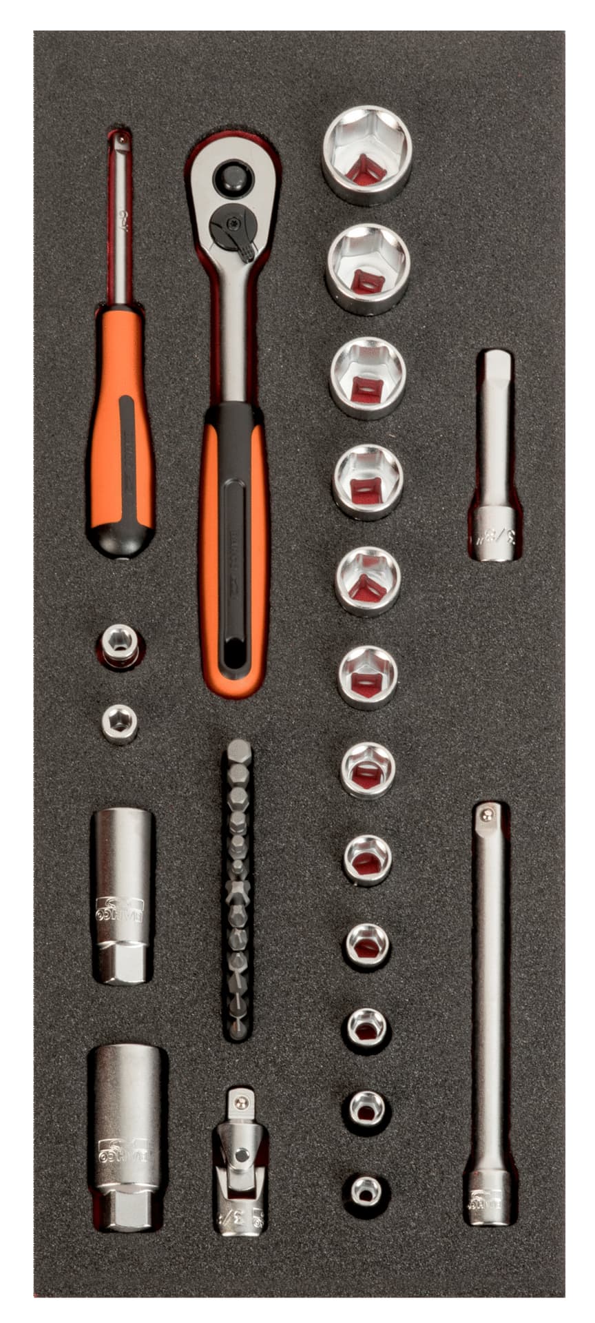 

Wkładka z pianki z zestawem nasadek 1/4" i 3/8" - 34 elementy BAHCO