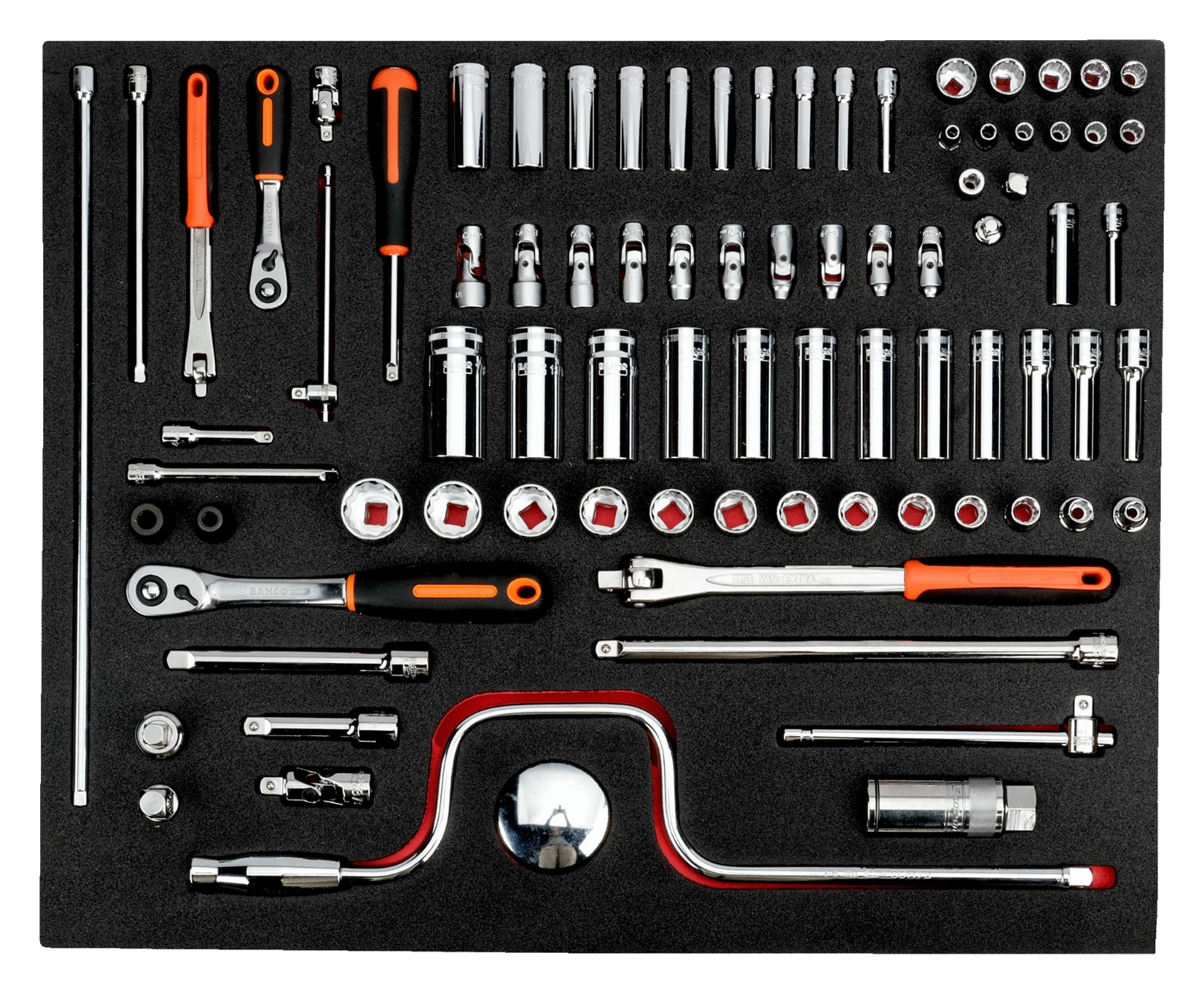 

Nasadki 1/4" + 3/8" w wytłoczce 83 el. BAHCO