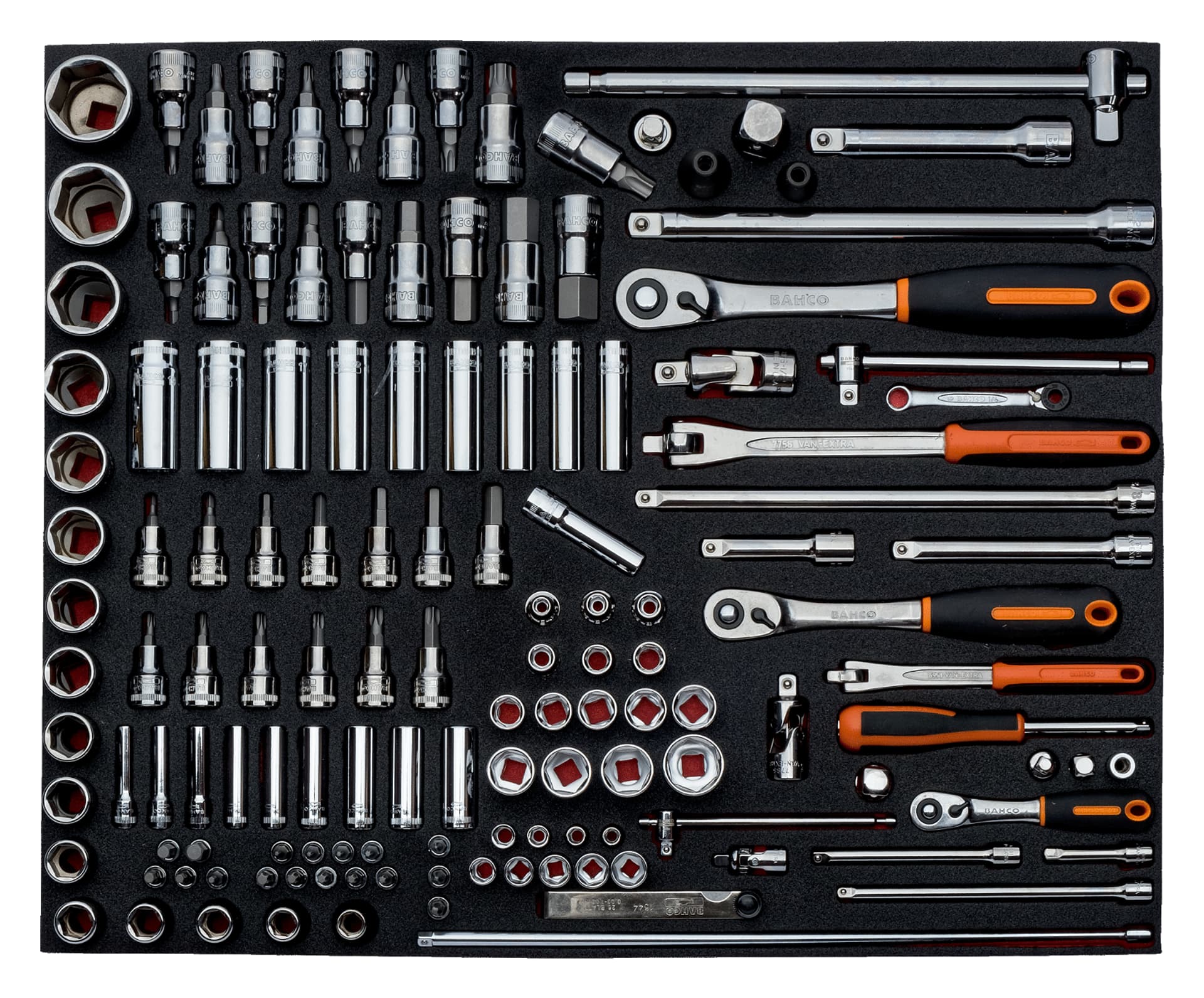 

Zestaw nasadek 1/4" + 1/2" + 3/8" w wytłoczce - 168 el. BAHCO