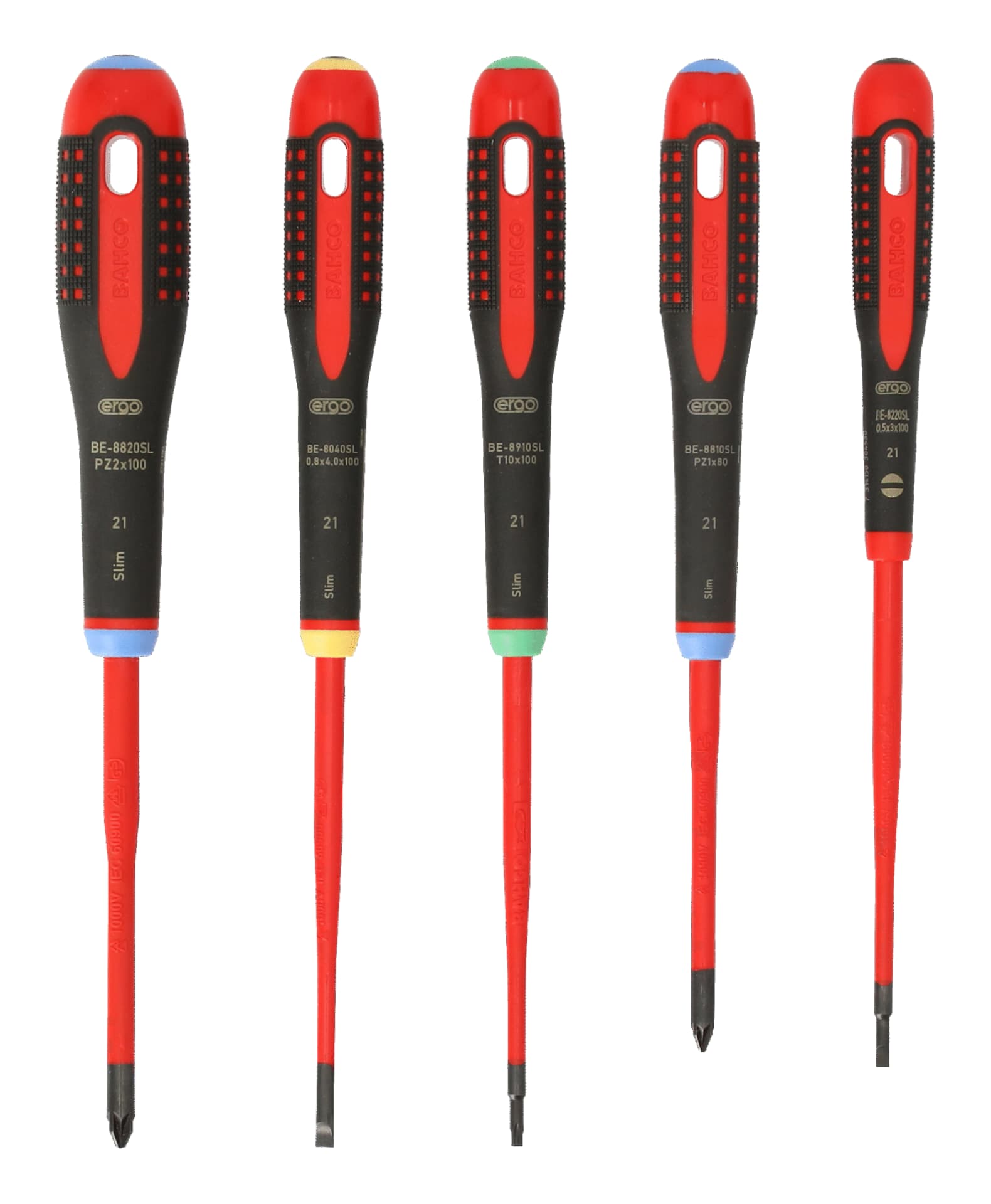 

Zestaw wkrętaków VDE ERGO Slim płaskie, Pozidriv, TORX, 5 sztuk BAHCO