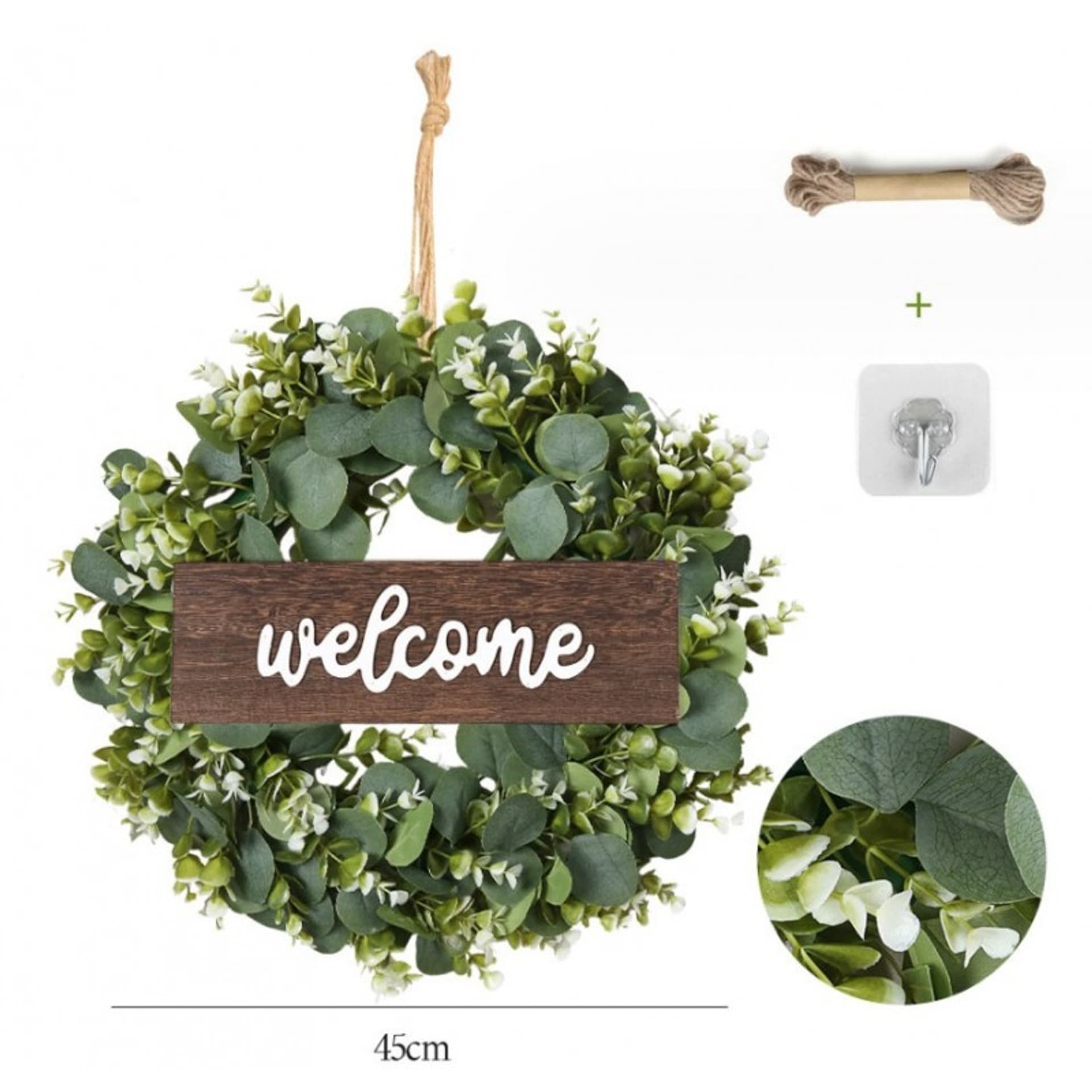 

Girlanda wieniec ozdoba na drzwi WELCOME eukaliptus 45 cm XL WSN05