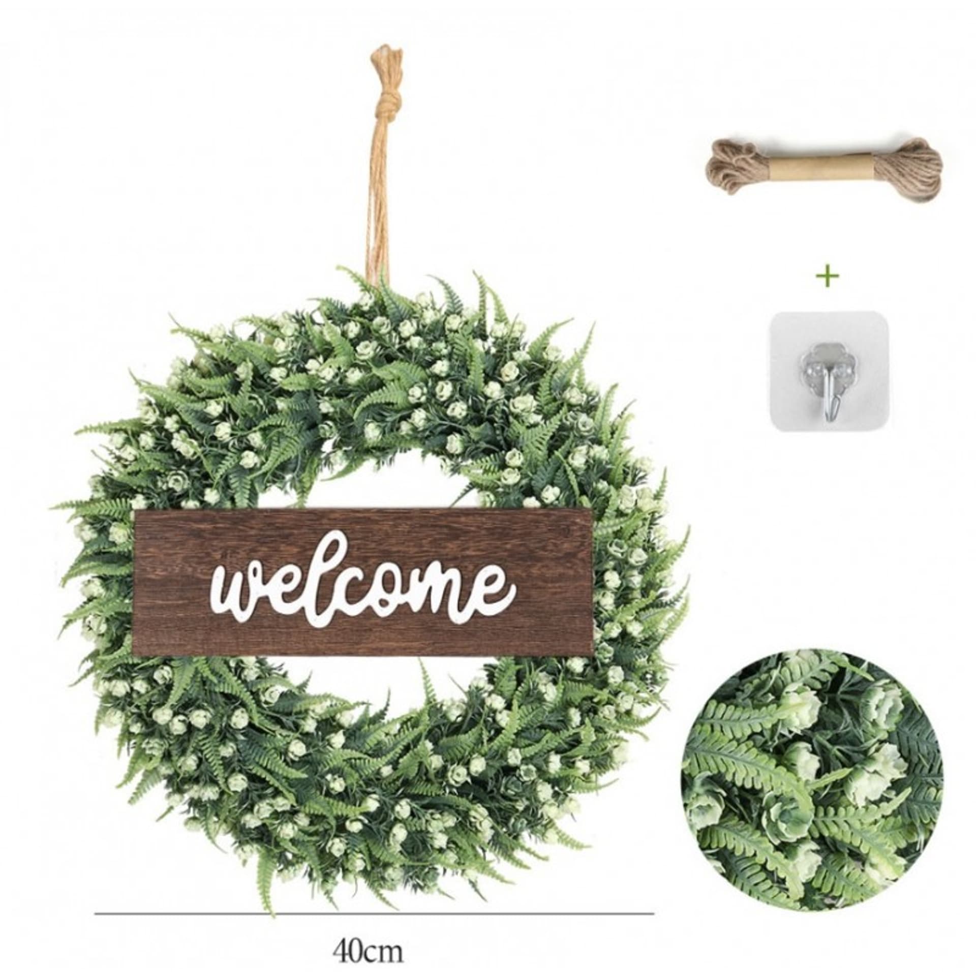 

Girlanda wieniec ozdoba na drzwi WELCOME Bogata jak żywa 40 cm XL WSN11