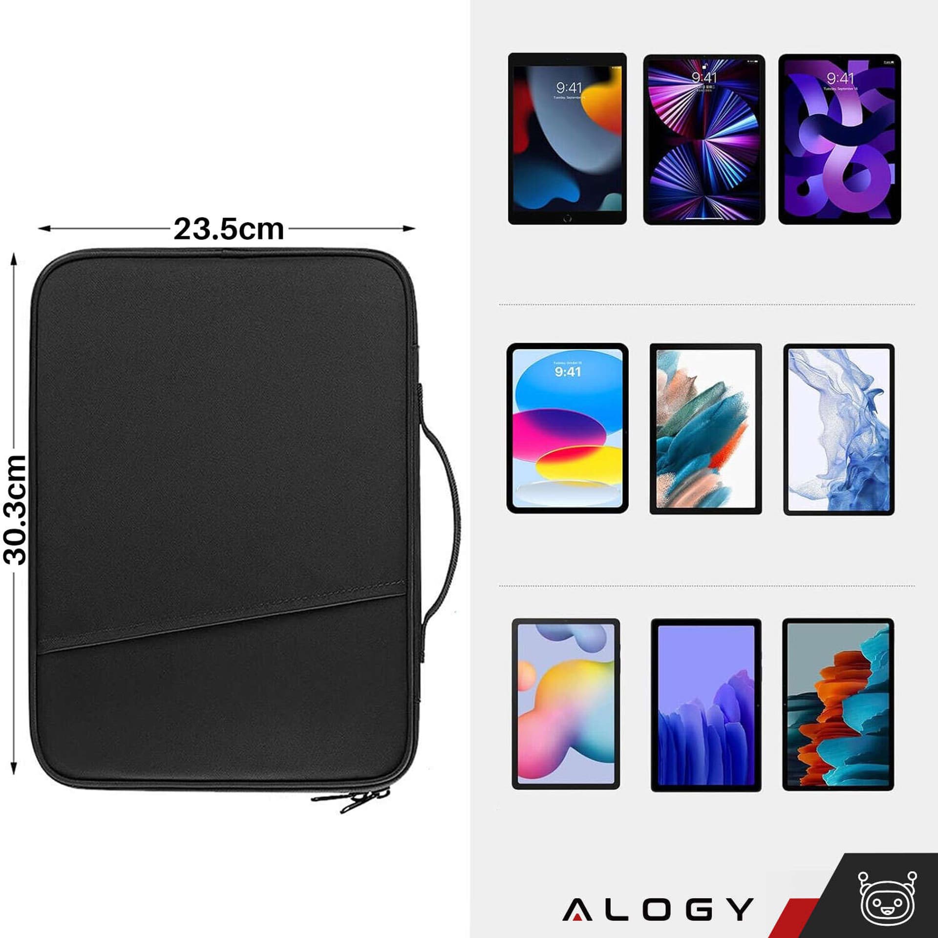 

Torba Etui pokrowiec case na tablet 11 cal do tabletów futerał uniwersalny Alogy Wsuwka Czarny