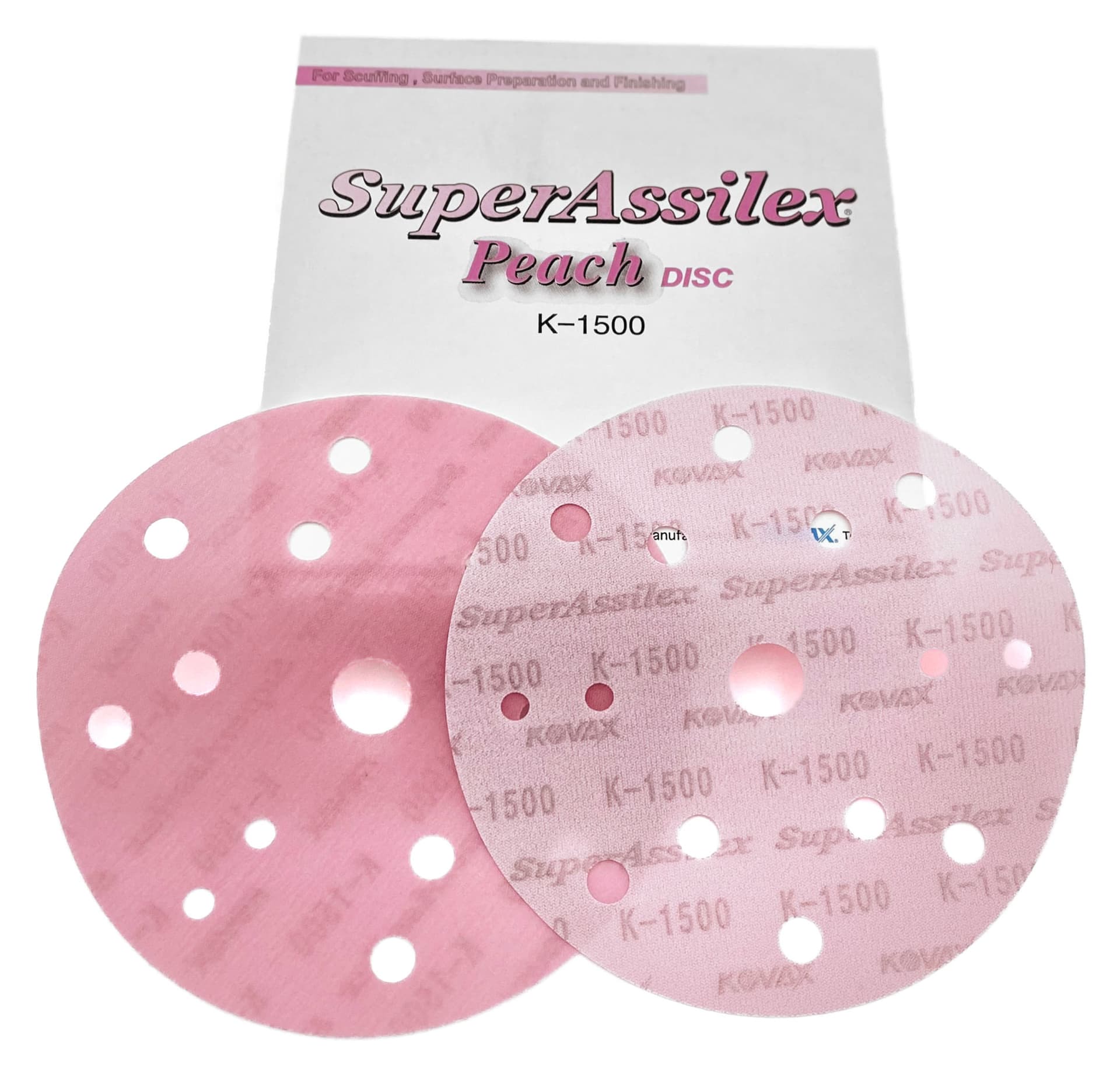 

Kovax Super Assilex Peach K1500 152mm 15H - krążek ścierny na rzep
