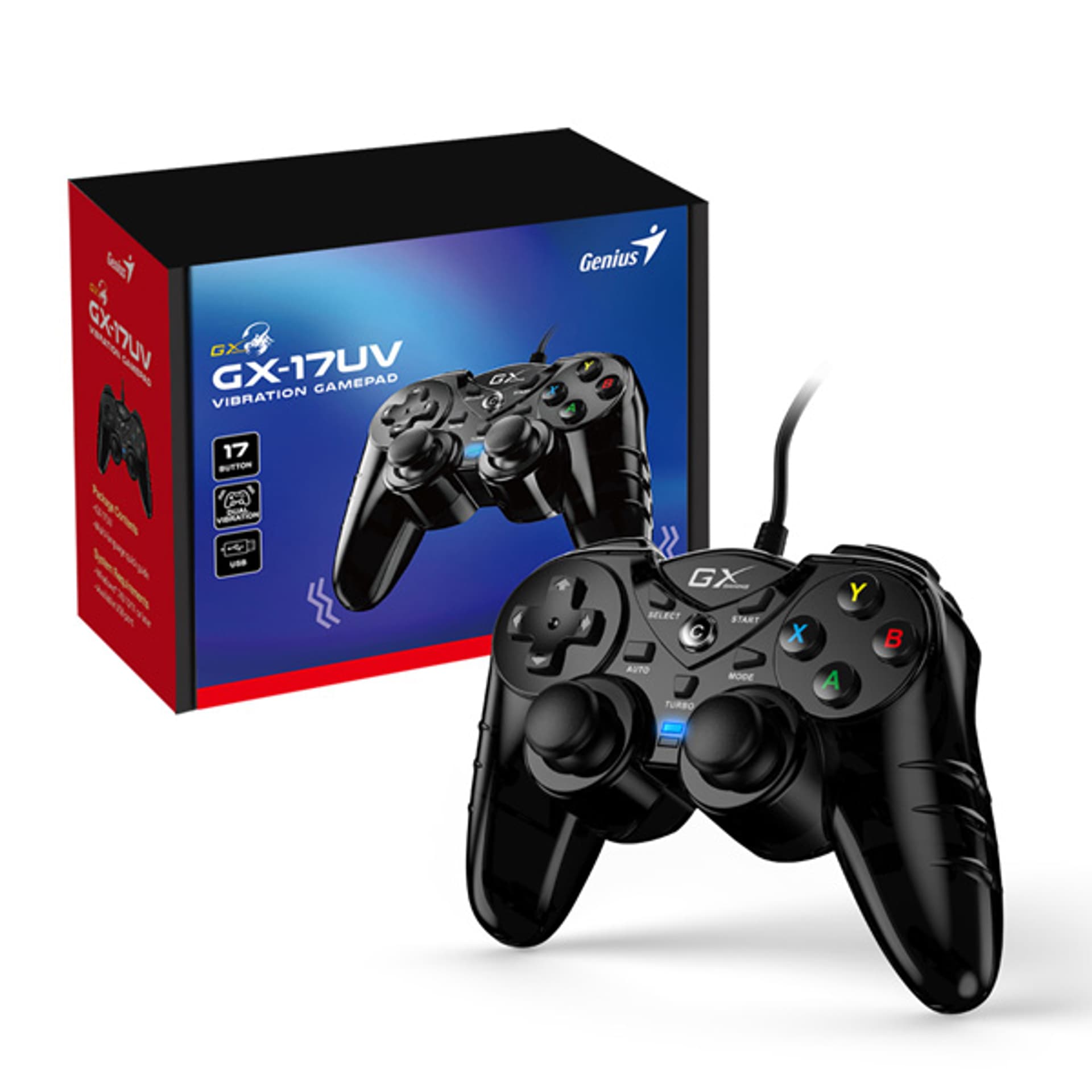 

Gamepad Genius GX Gaming GX-17UV, 17przycisk, USB/PS3, czarny