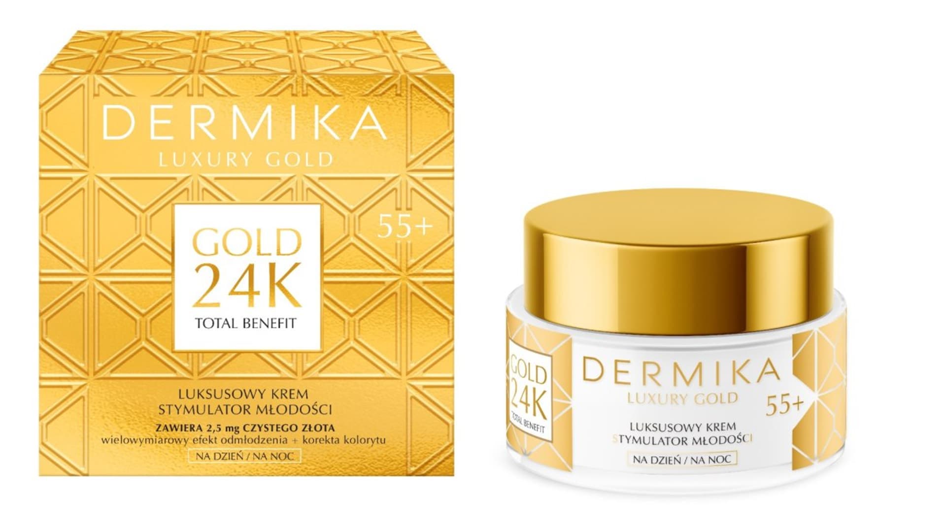 

DERMIKA Luxury Gold 24K Total Benefit Luksusowy Krem-stymulator młodości 55+ na dzień i noc 50ml