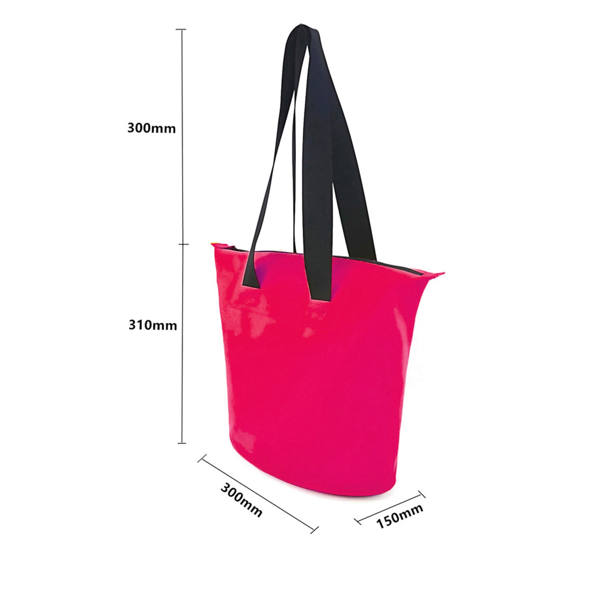 

Torba plażowa wodoodporna PVC z paskiem na ramię 11L - różowa