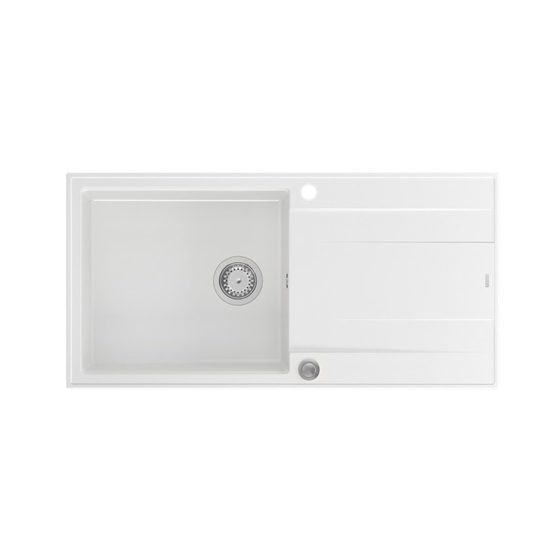 

Zlewozmywak granitowy QUADRON EVAN 146 XL biały wpuszczany + syfon Push-2-Open