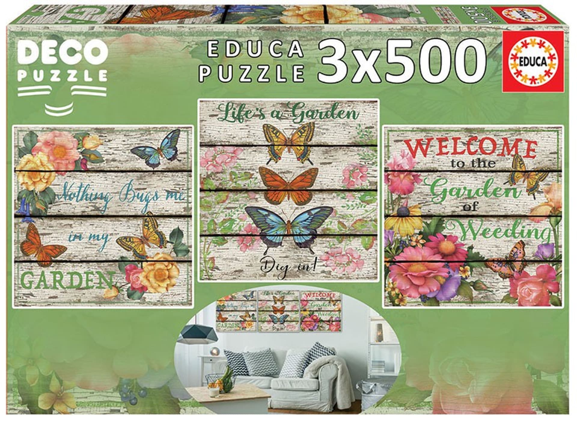 

Puzzle 3x500 elementów Ogród wiejski