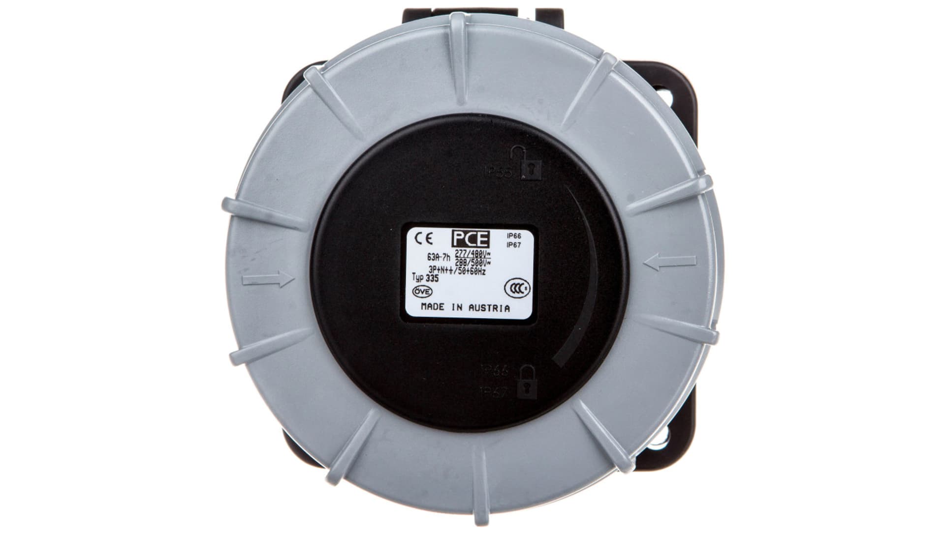 

Gniazdo tablicowe 63A 5P 500V /100x100/ czarne IP67 POWER TWIST 335-7