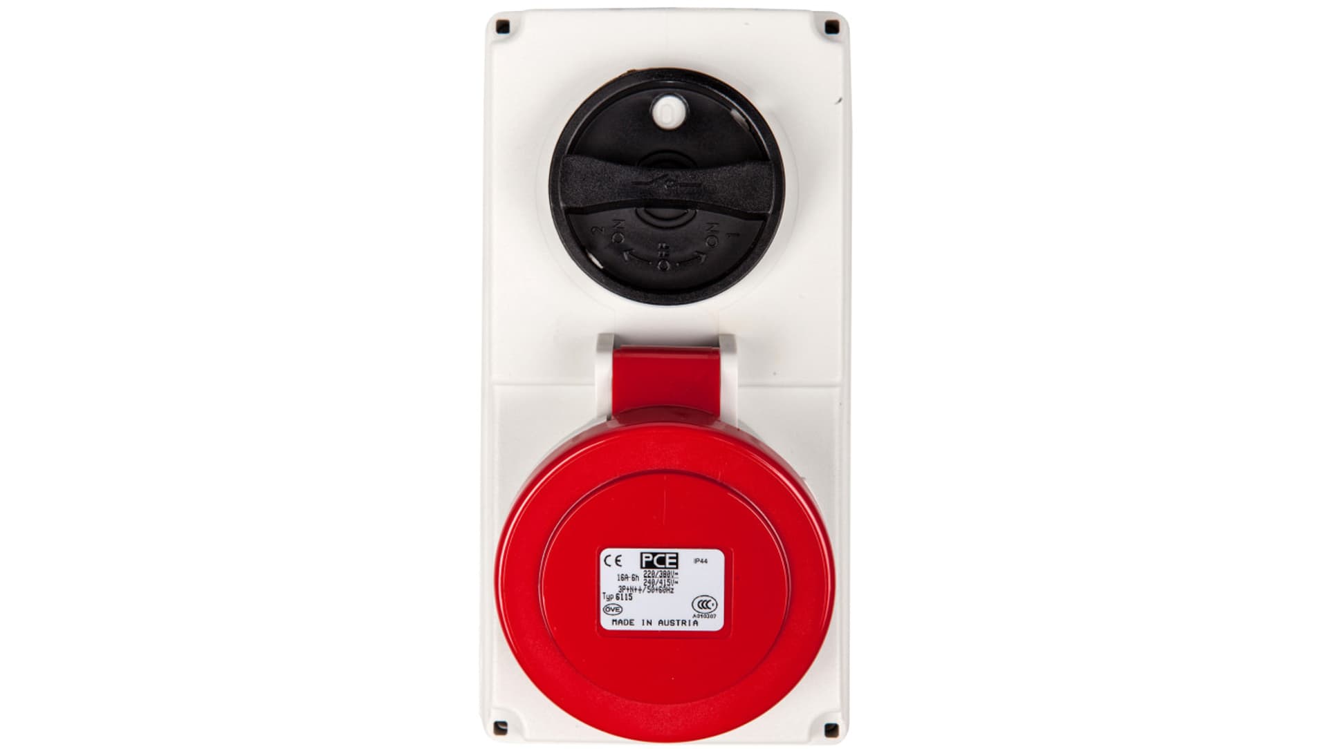 

Gniazdo stałe z wyłącznikiem 0-1 małe 16A 5P 400V IP44 /blokada mechaniczna/ 6115-6