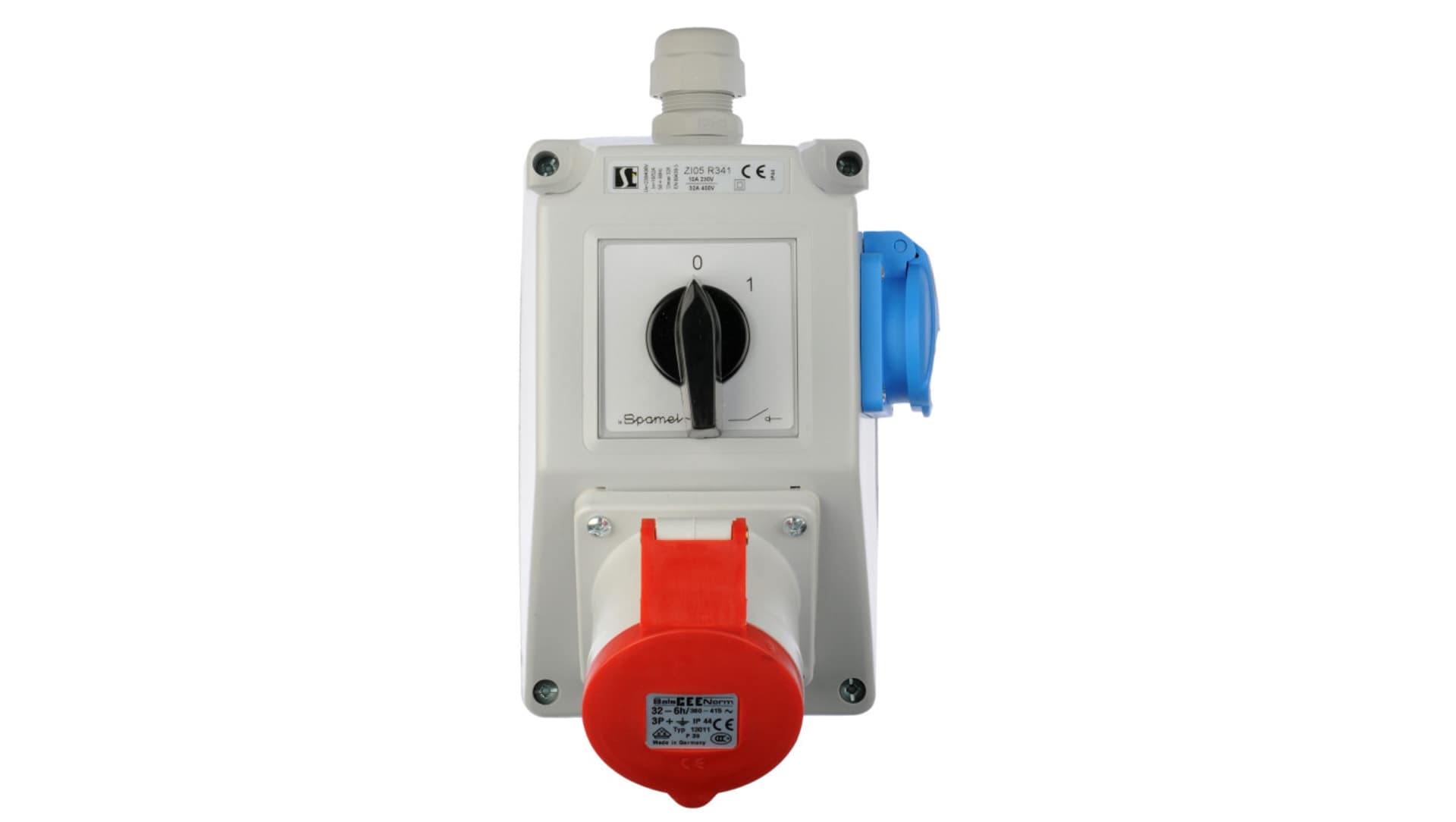 

Zestaw instalacyjny z gniazdem 32A 4P+2P+Z (0-1) czerwony ZI05R341, 0-1) czerwony zi05r34