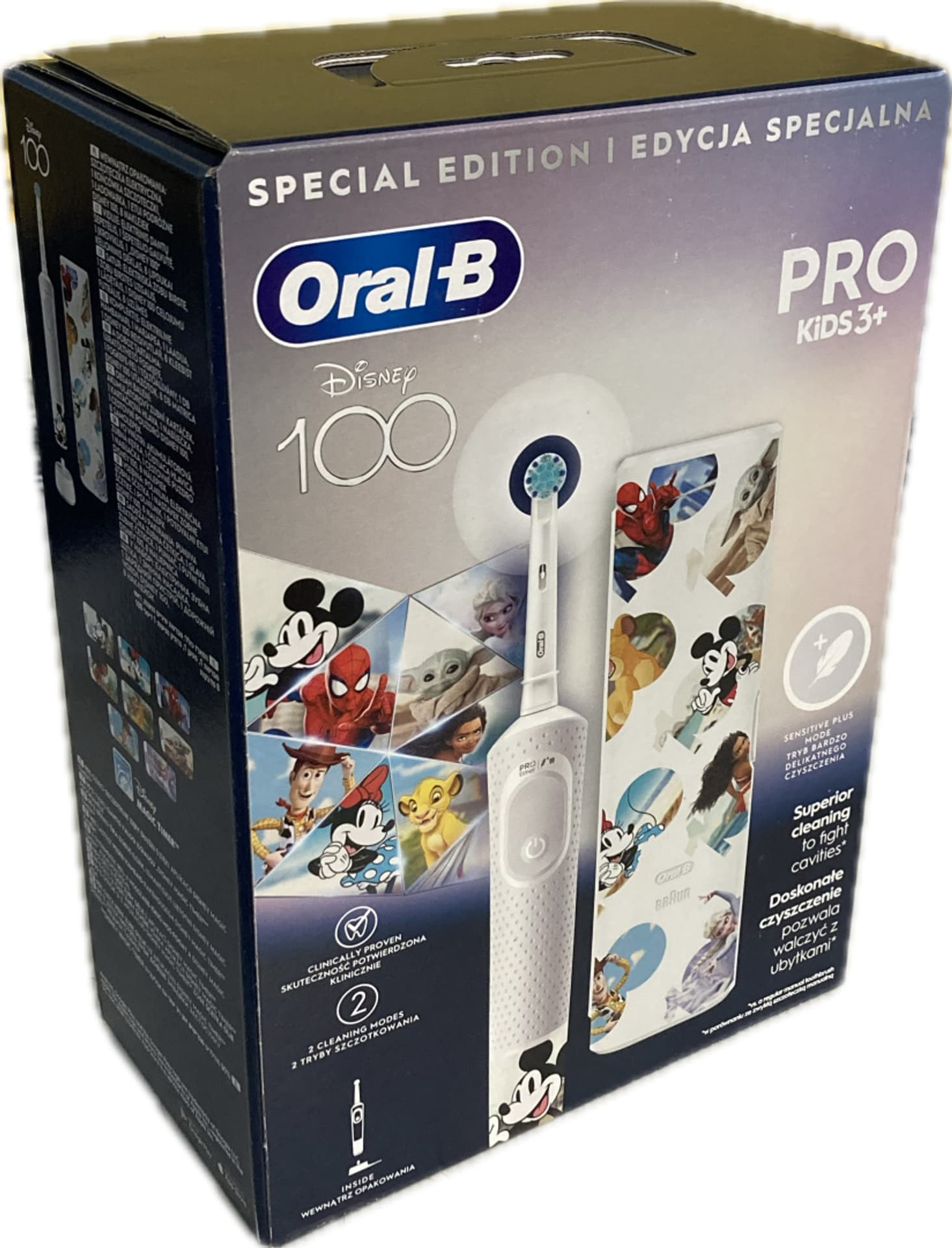 

Elektryczna szczoteczka do zębów Oral-B Vitality PRO Kids Disney 100 z etui podróżnym, biała