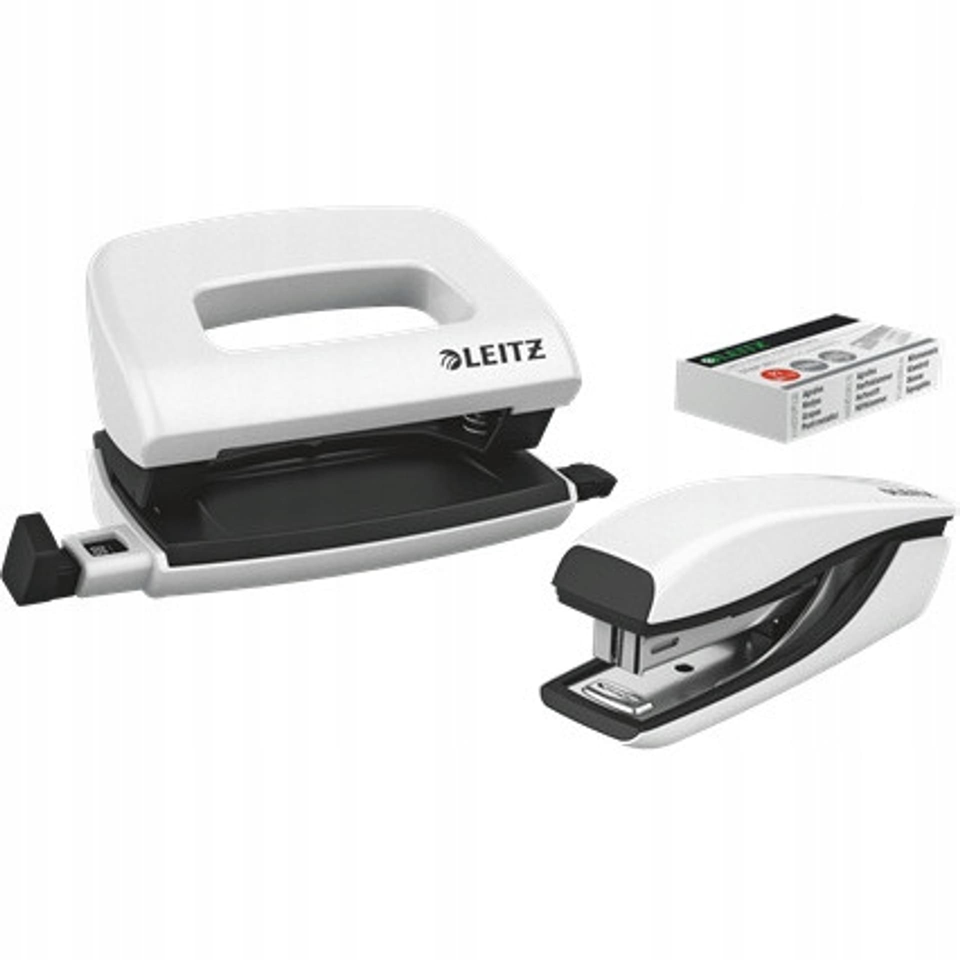 

Zszywacz + dziurkacz LEITZ WOW mini 10 kartek biały metalik 55612001