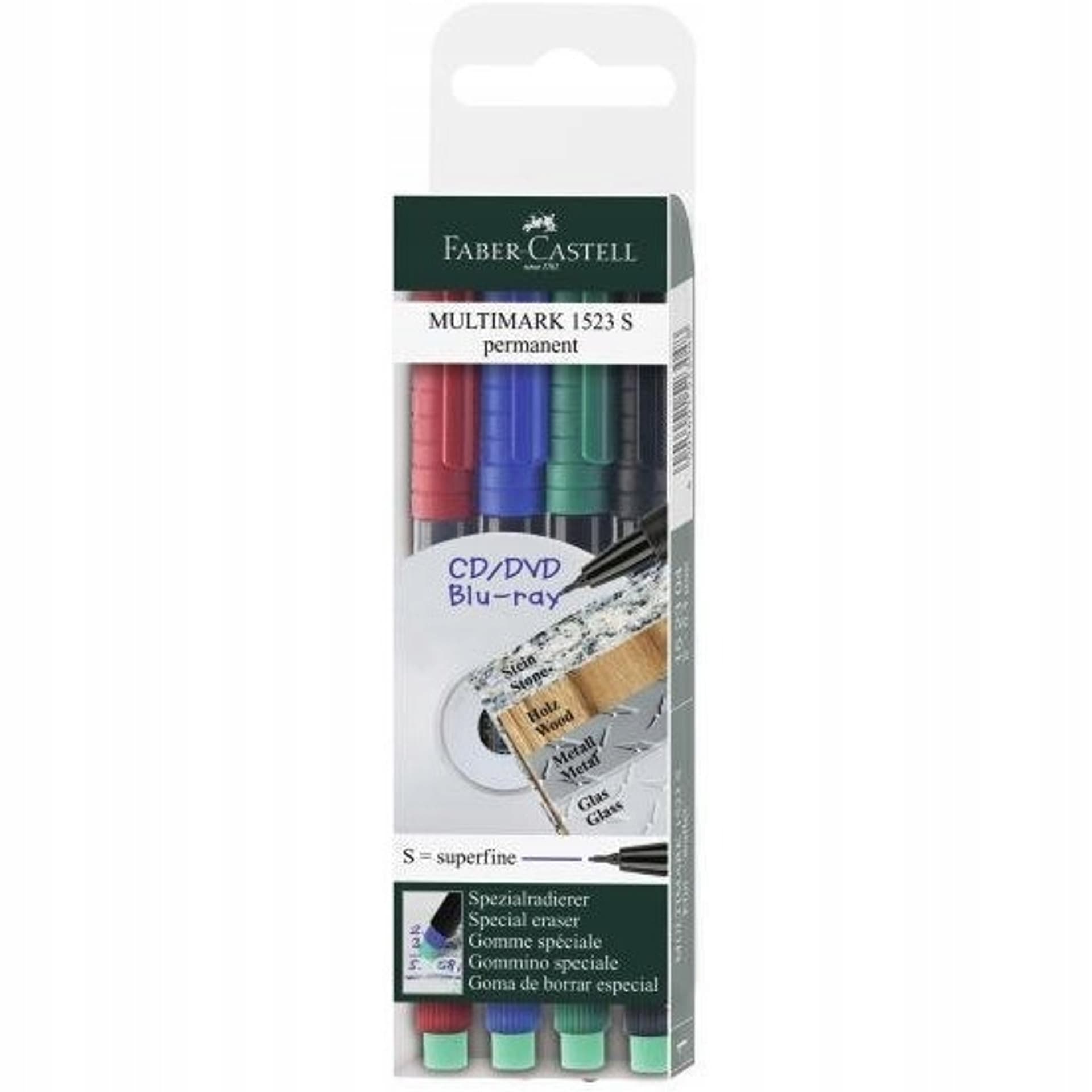 

Foliopis z gumką S 0.4mm komplet 4kolory 152304 FABER CASTELL