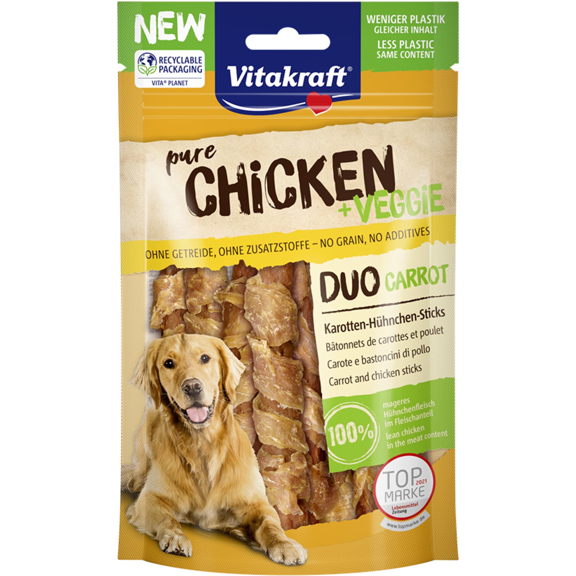 

VITAKRAFT CHICKEN DUO CARROT Suszone paluszki z marchewki owinięte kurczakiem 80g