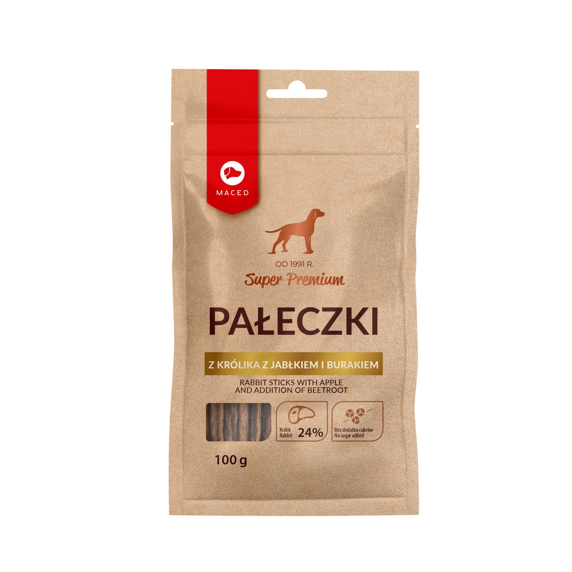 

MACED Pałeczki z królika z jabłkiem i burakiem 100g