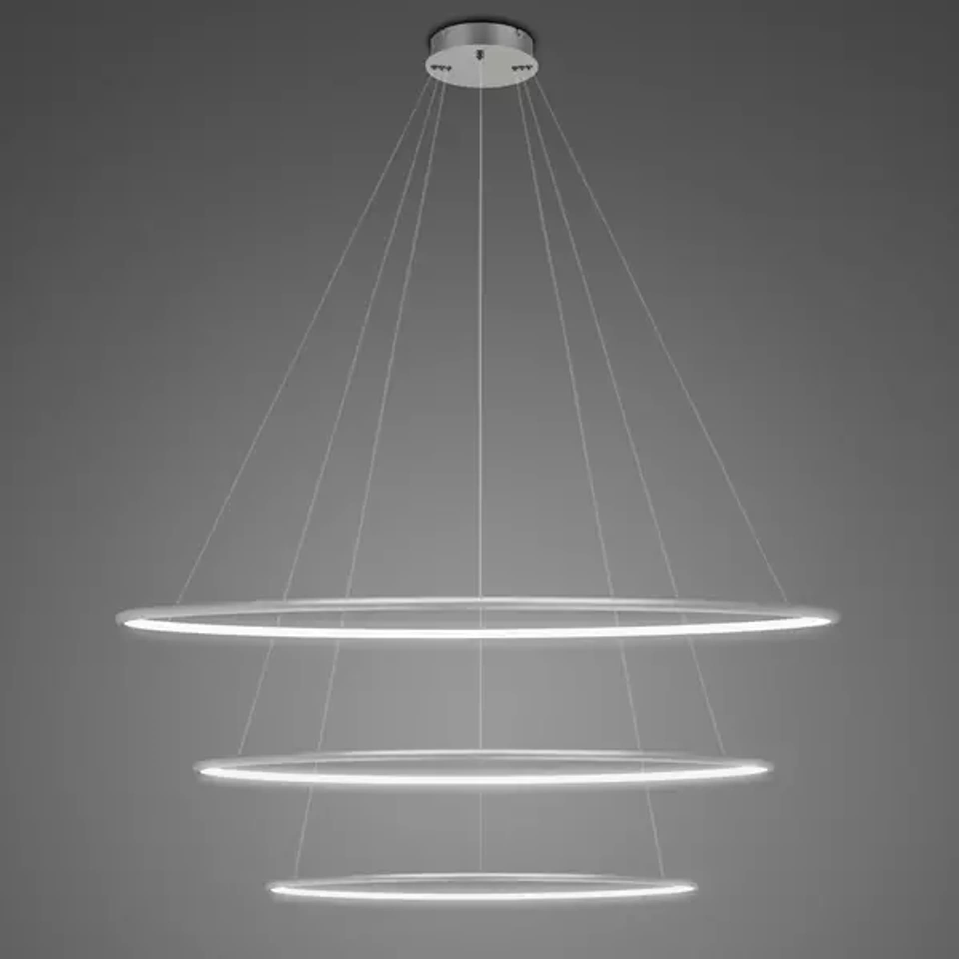 

Lampa wisząca Ledowe Okręgi No.3 Φ100 cm in 4k srebrna Altavola Design (Barwa światła barwa dzienna, Kierunek padania światła do wewnątrz, Kolor srebrny, Możliwość ściemniania nie)