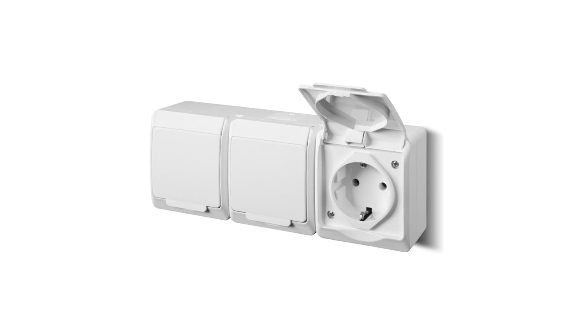 

HERMES Gniazdo potrójne z/u 2P+Z SCHUKO IP44 białe 0326-02