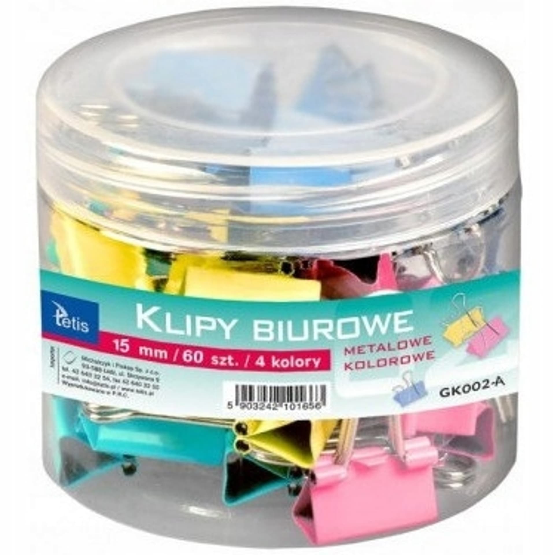 

Klipy kolorowe 15mm 60szt. GK002-A TETIS