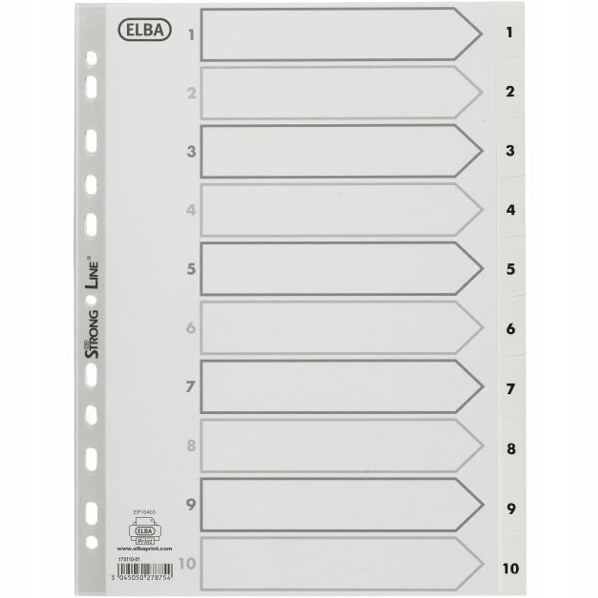 

Przekładki numeryczne A4 1-10 białe PP 100204765 OXFORD