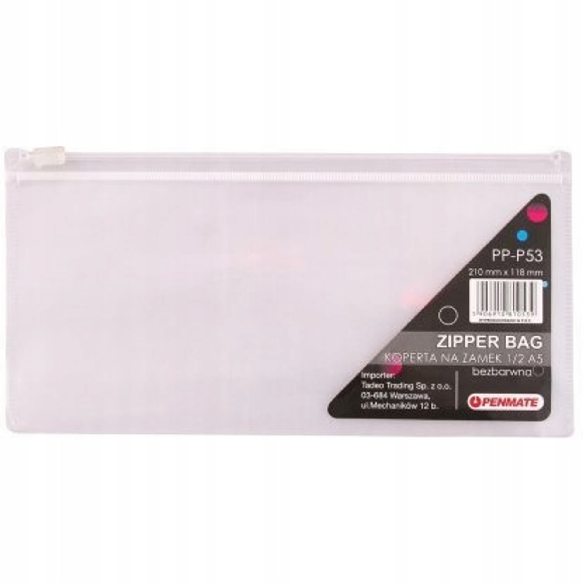 

Koperta na suwak PP-P53 1/3 A4 bezbarwna TT6694 PENMATE