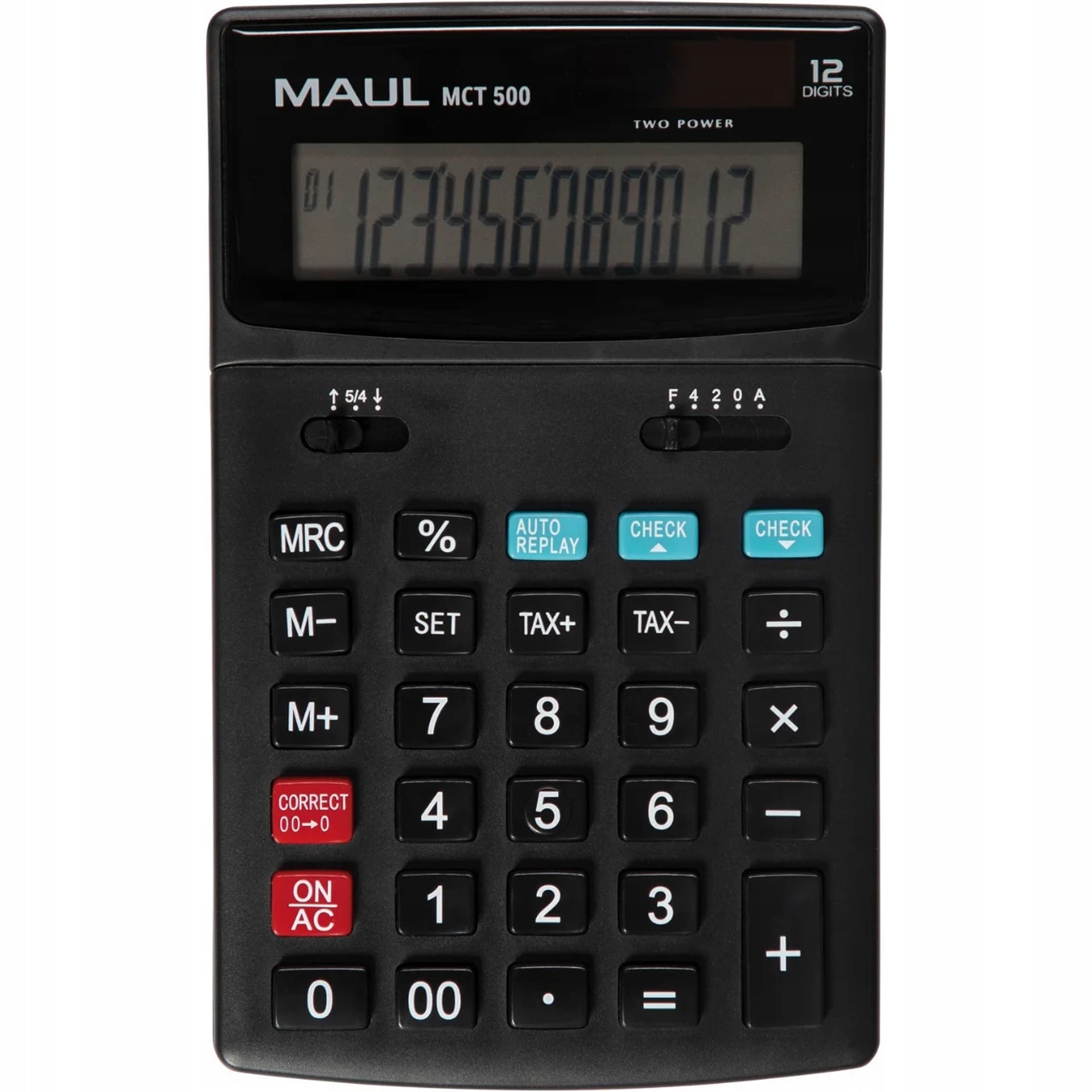 

Kalkulator biurkowy MCT500 12-pozycyjny oblicznie podatku czarny 72696/90 ML MAUL