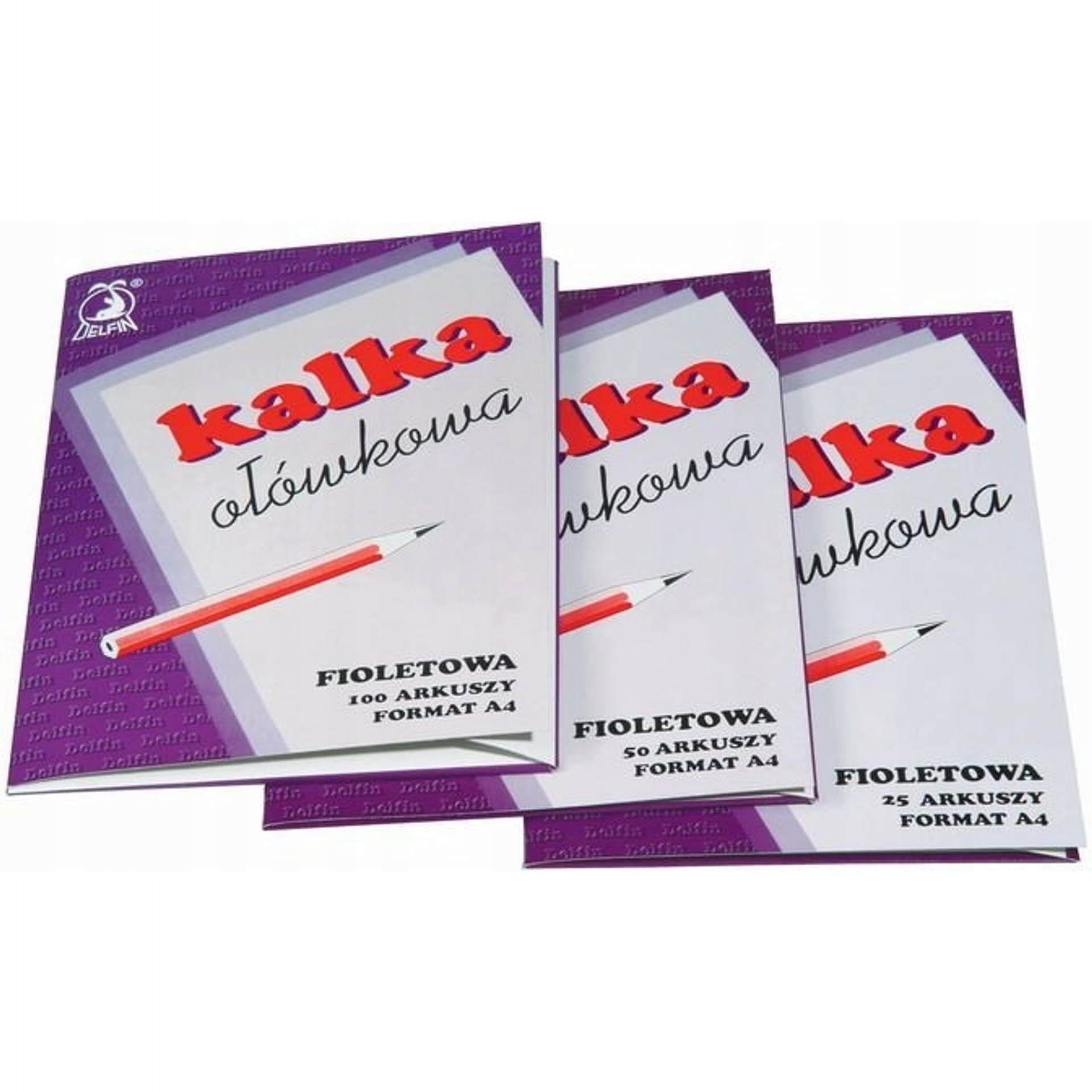 

Kalka ołówkowa A4 100 arkuszy filoetowa DELFIN