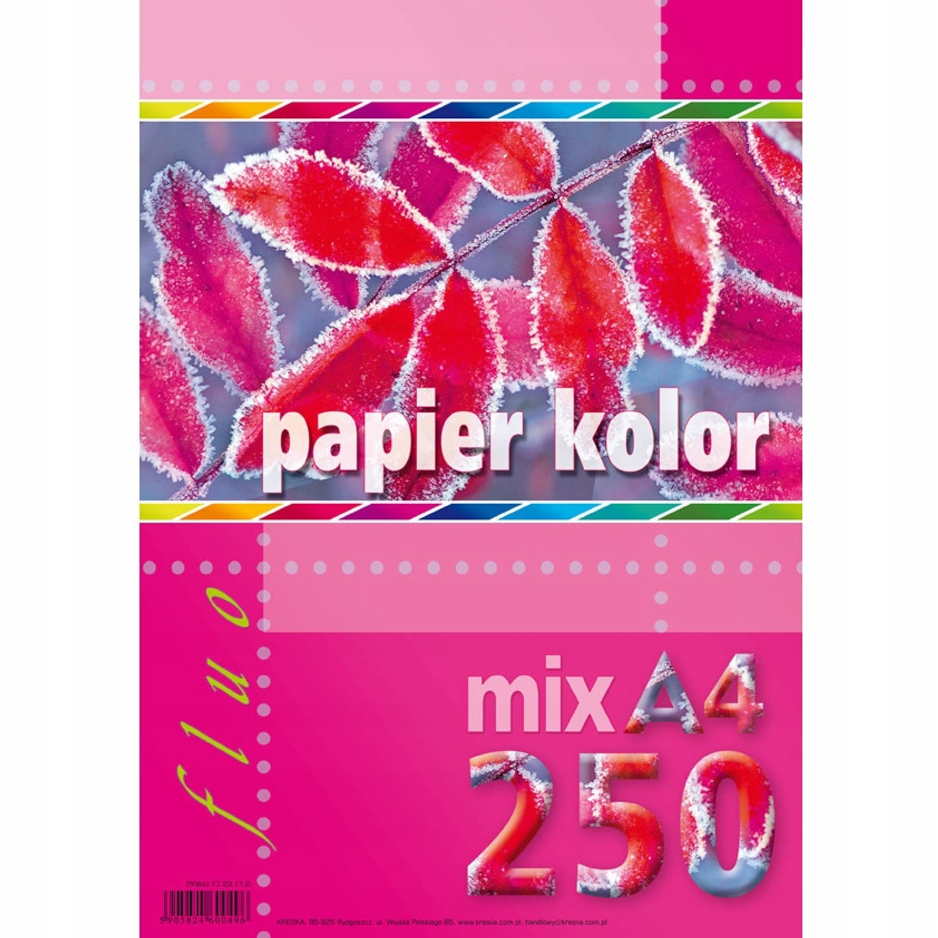 

Papier A4 FLUO mix 250ark 5kol KRESKA