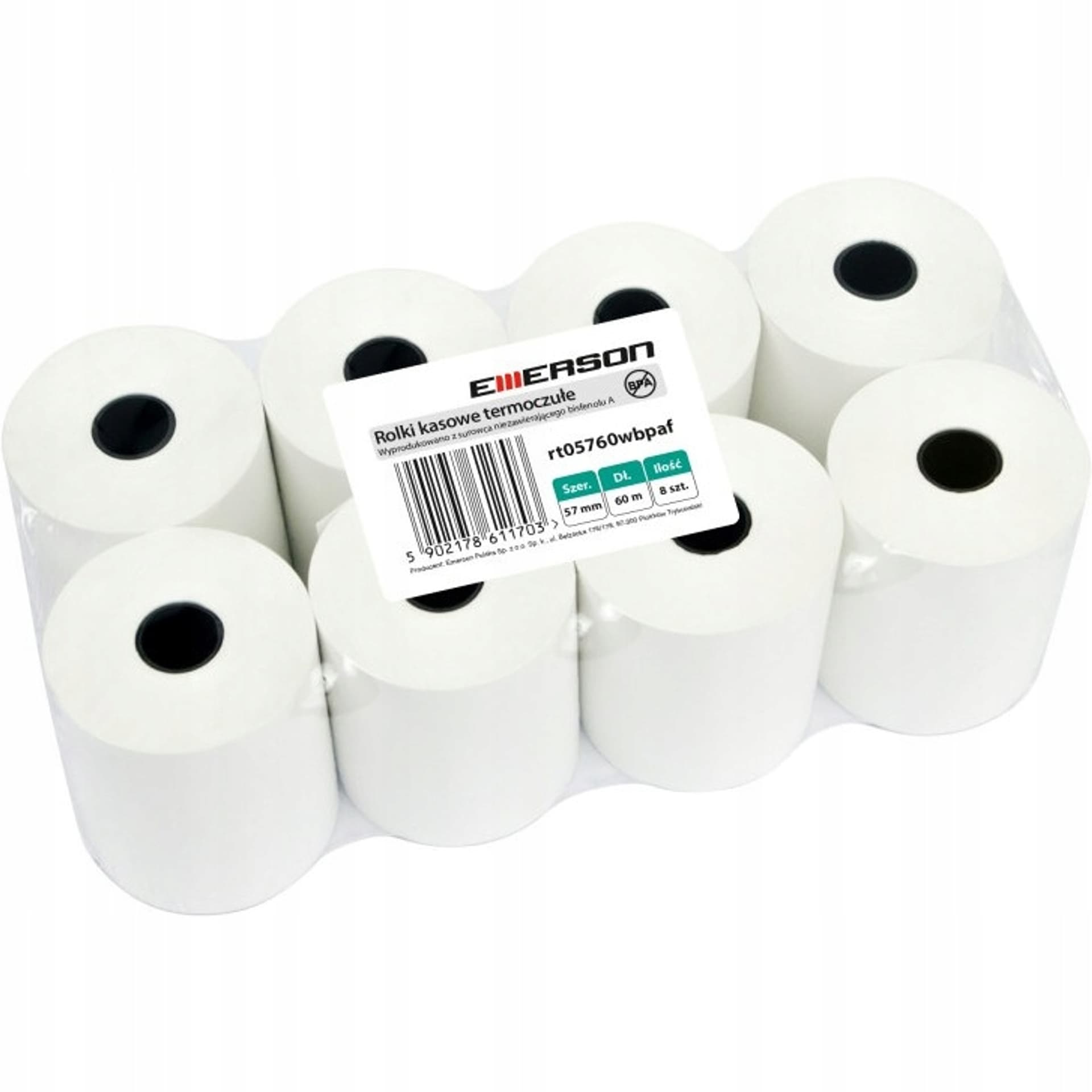 

Rolki termiczne 57x60m 8szt. EMERSON rt05760wkbpaf BPA free