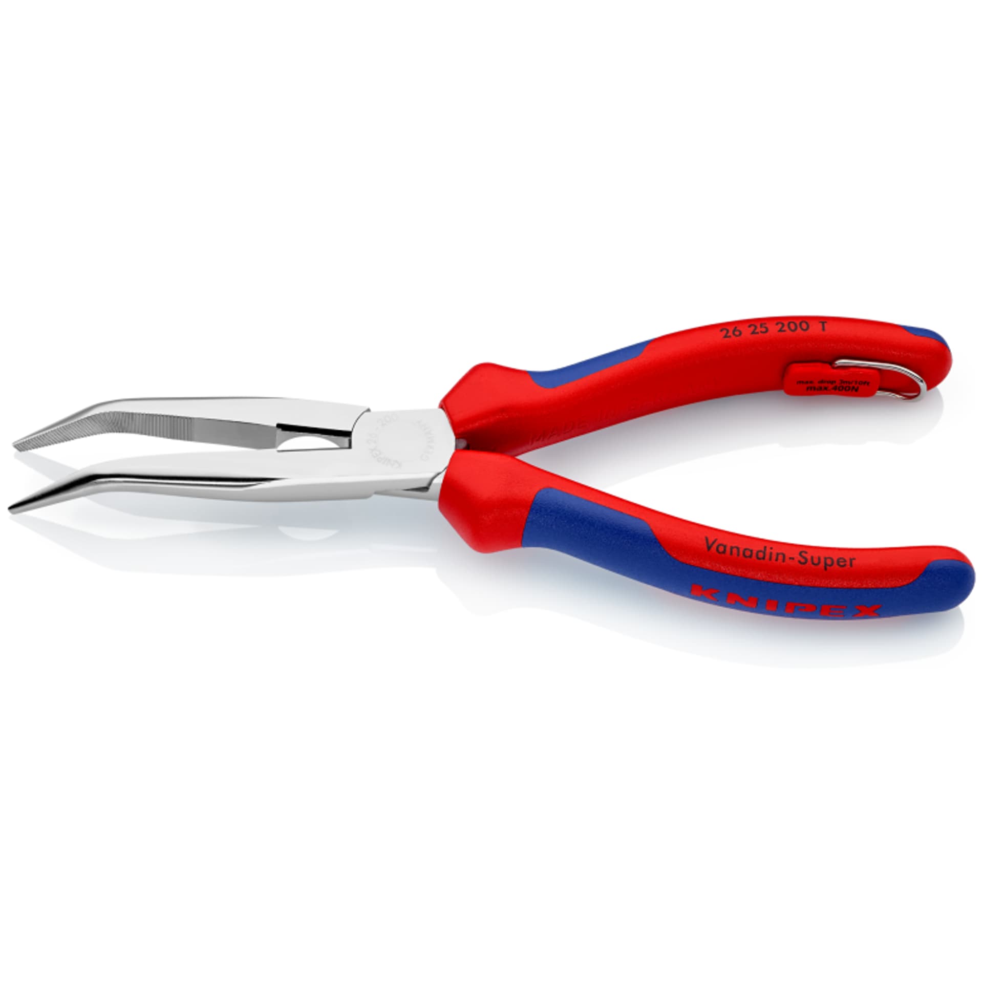 

Szczypce tnące półokrągłe 26 25 200 T (wydłużone typu „bociani dziób”) KNIPEX, Wydłużone typu „bociani dziób”) knipe