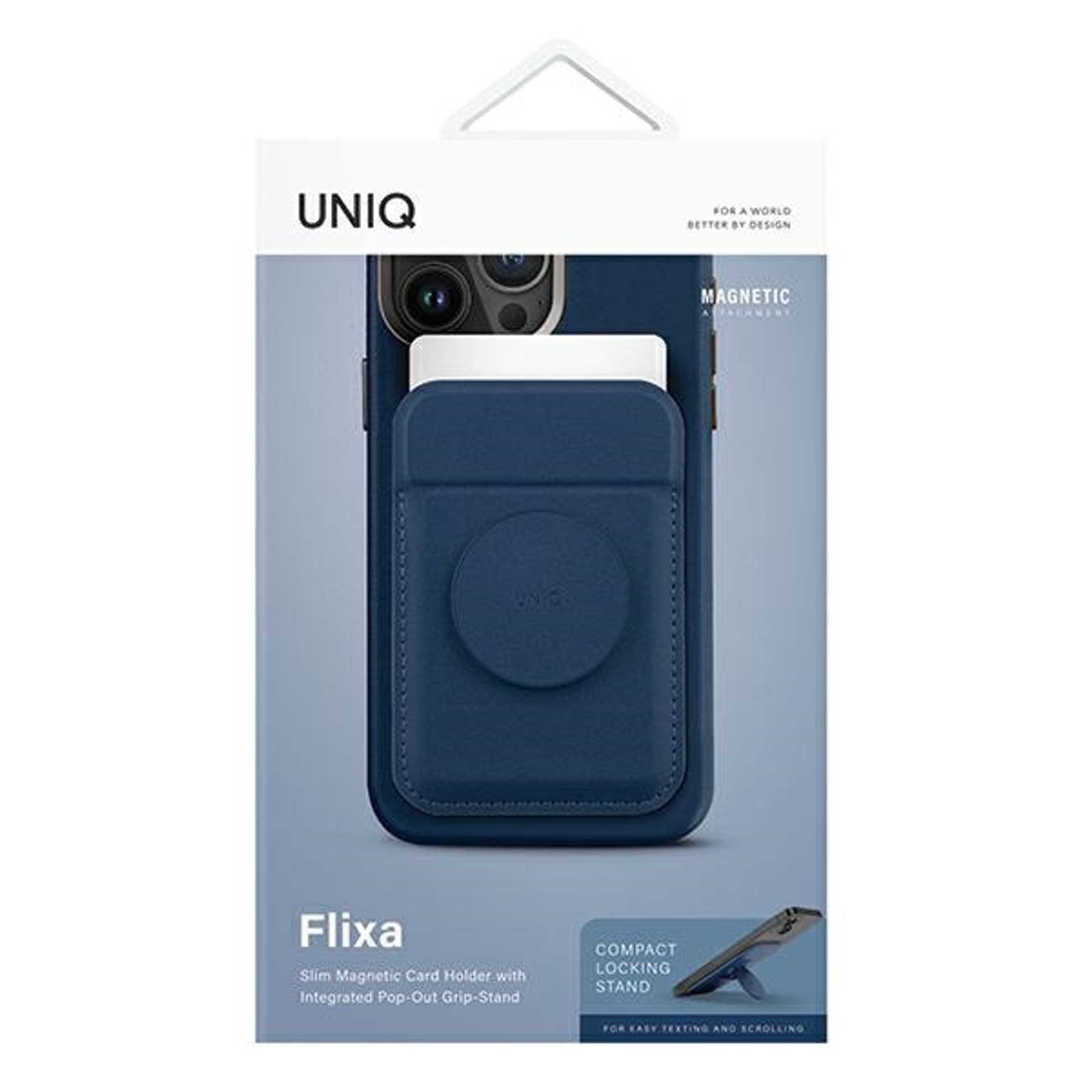 

UNIQ Flixa magnetyczny portfel na karty z podpórką granatowy/navy blue