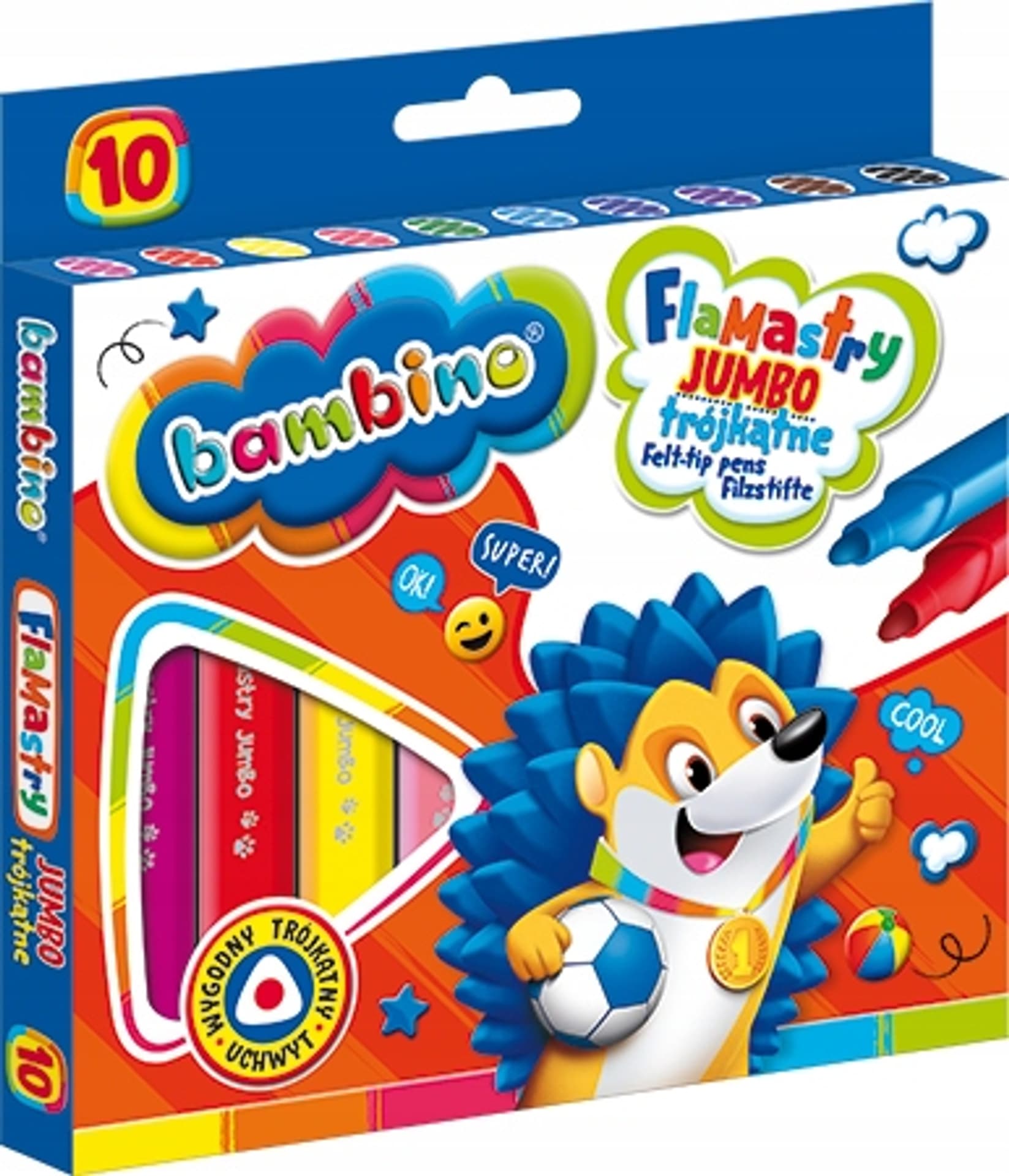 

Flamastry BAMBINO trójkątne Jumbo 10kol ST.MAJEWSKI