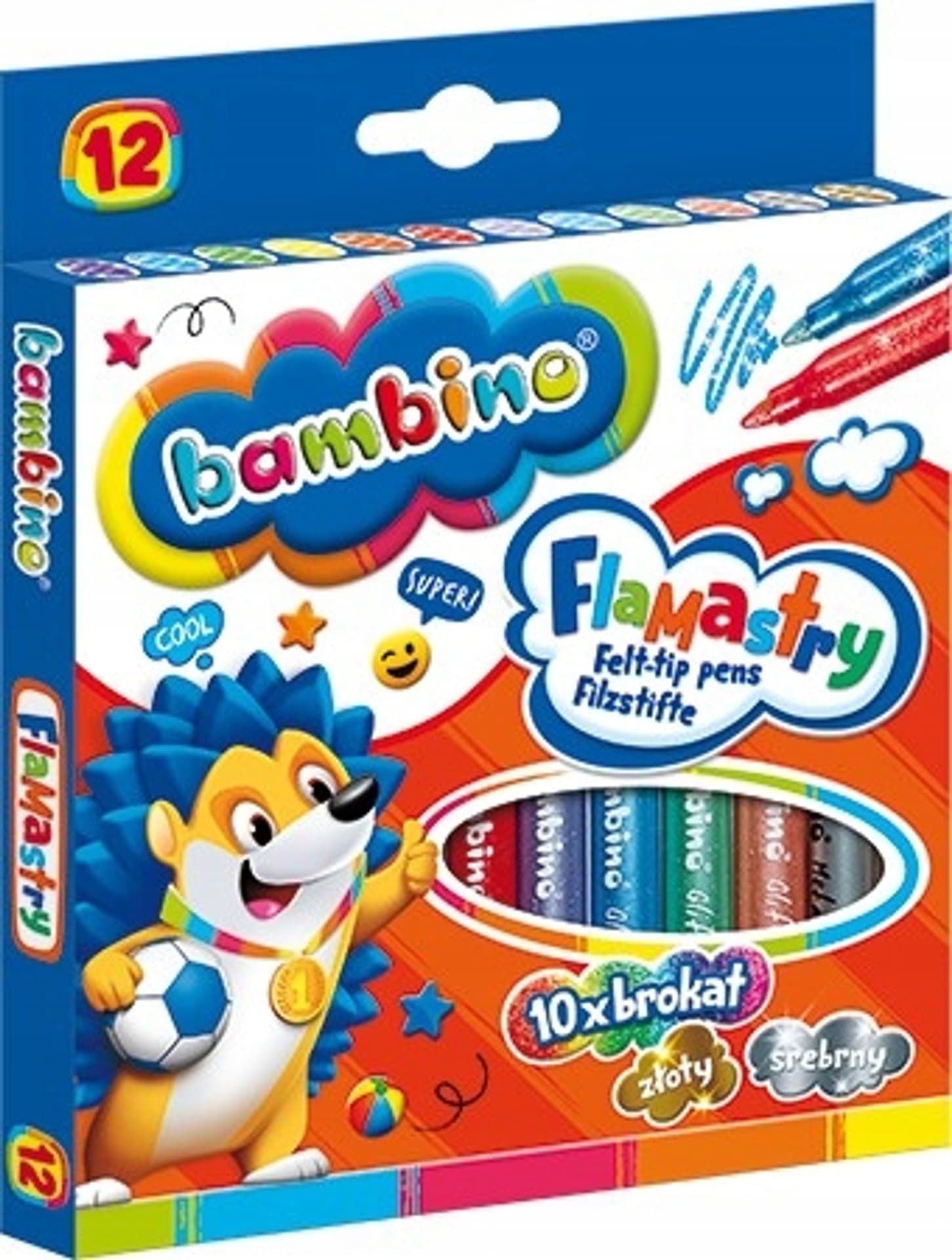 

Flamastry BAMBINO brokatowe 12kolorów ST.MAJEWSKI