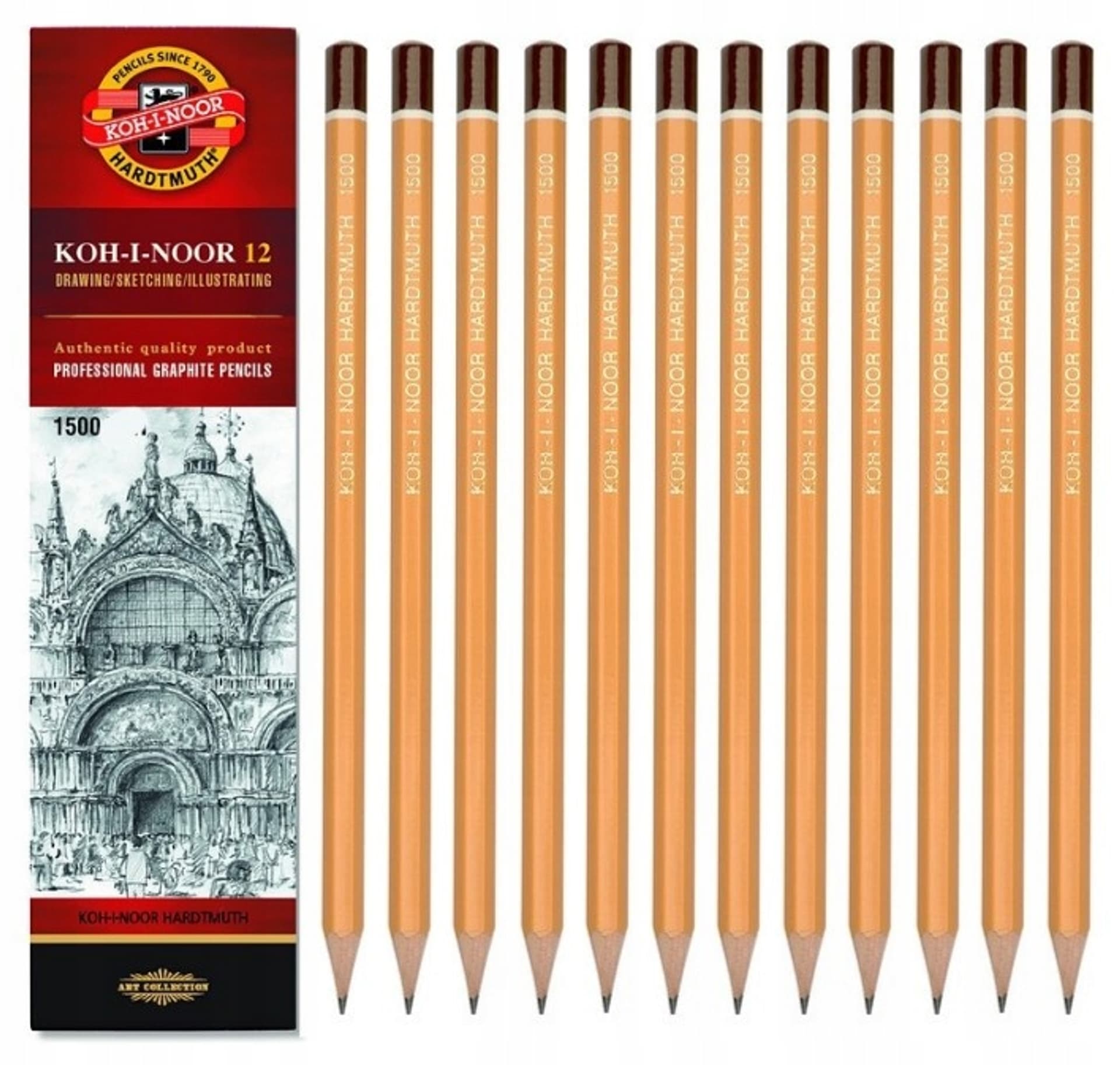 

Ołówek grafitowy 1500-H (12) KOH-I-NOOR, 12) koh-i-noo