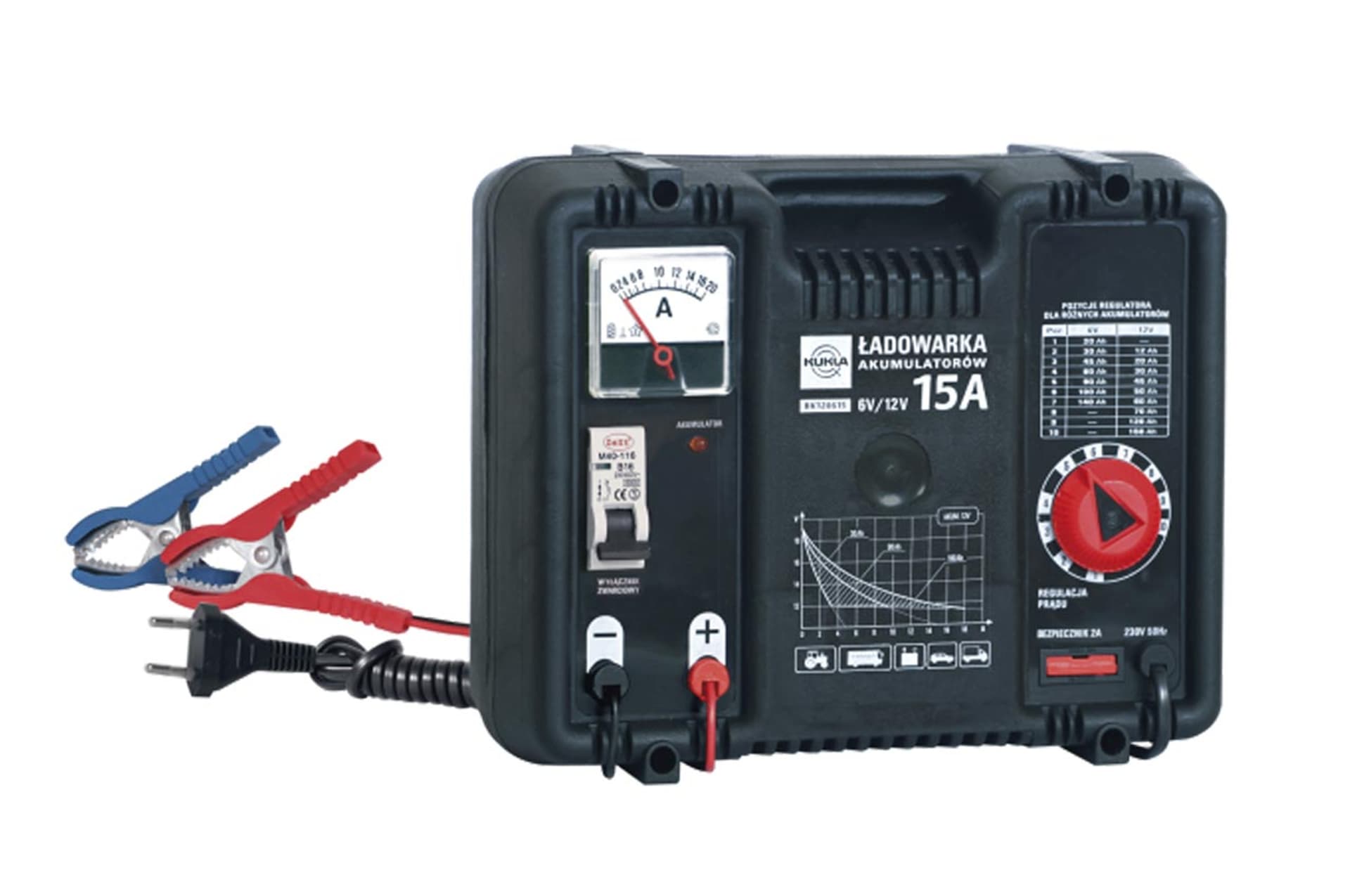 

Kukla prostownik bk 5 12v/15a z bezpiecznikiem zwarciowym