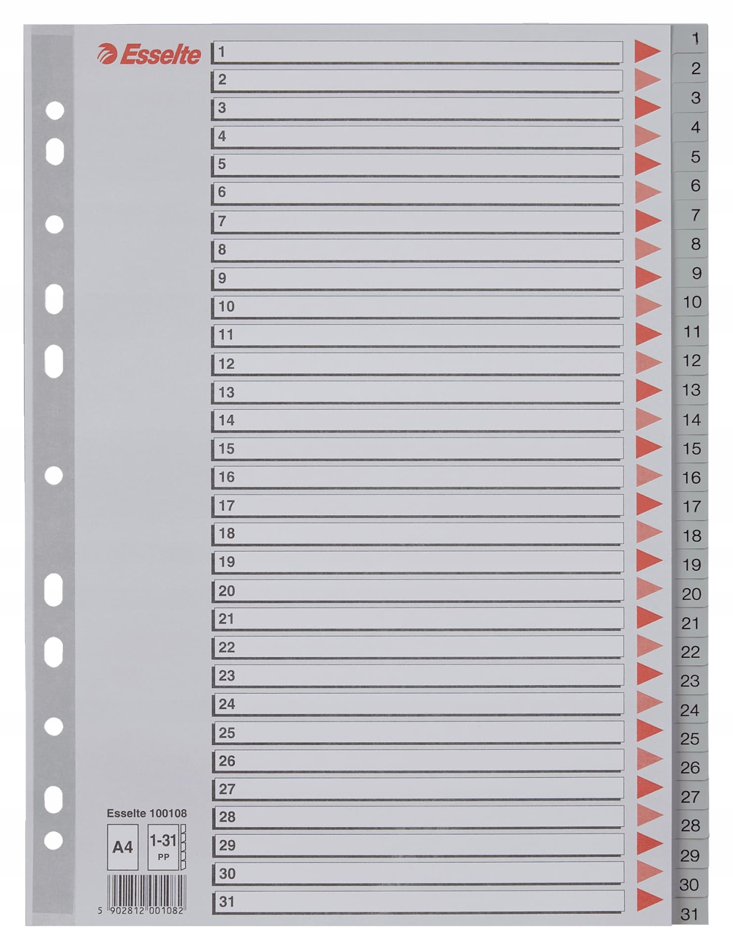 

Przekładki plastikowe szare PP A4 1-31 numeryczne 100108 ESSELTE