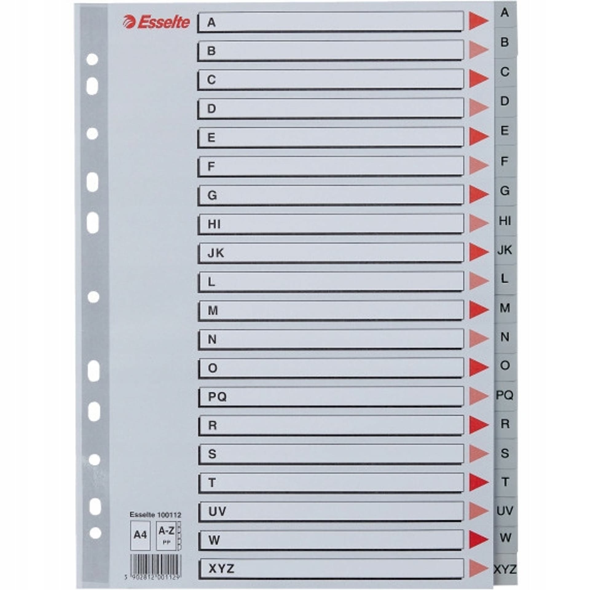 

Przekładki plastikowe szare PP A4 A-Z alfabetyczne 100112 ESSELTE