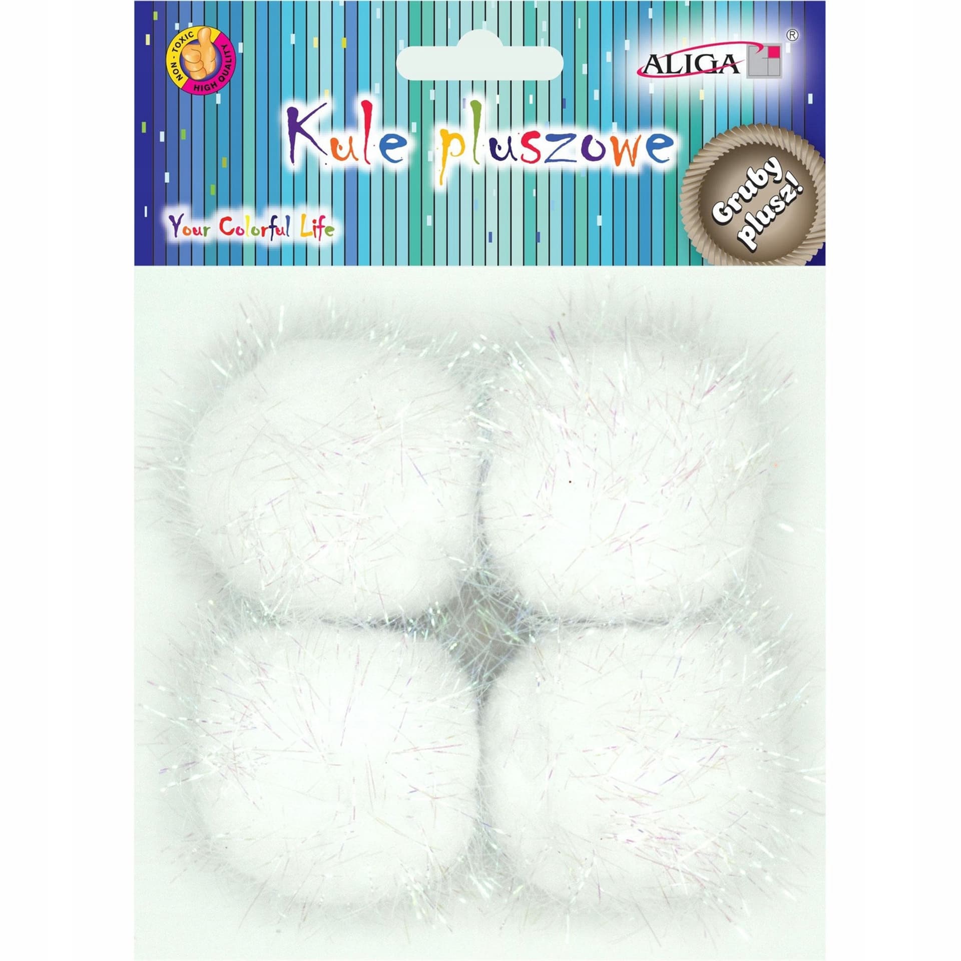 

Pompony kule pluszowe białe metalizowane perłowe (4szt.) POM-3202 ALIGA, 4szt.) pom-3202 alig