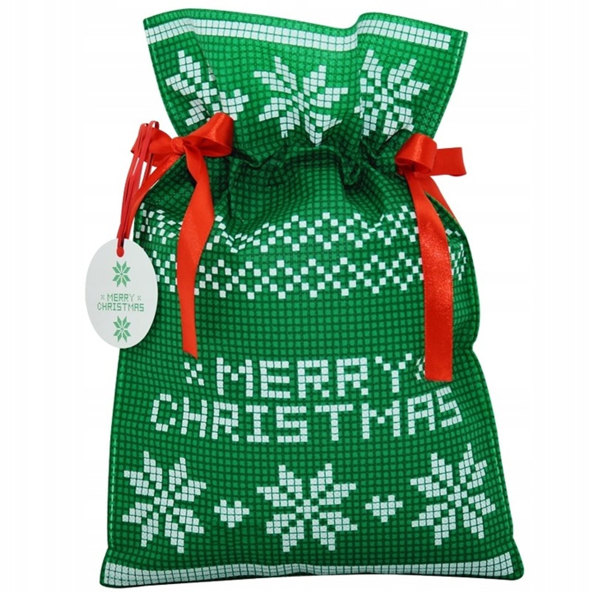 

Worek upominkowy materiałowy zielony MERRY CHRISTMAS 30x45cm PaKaDo