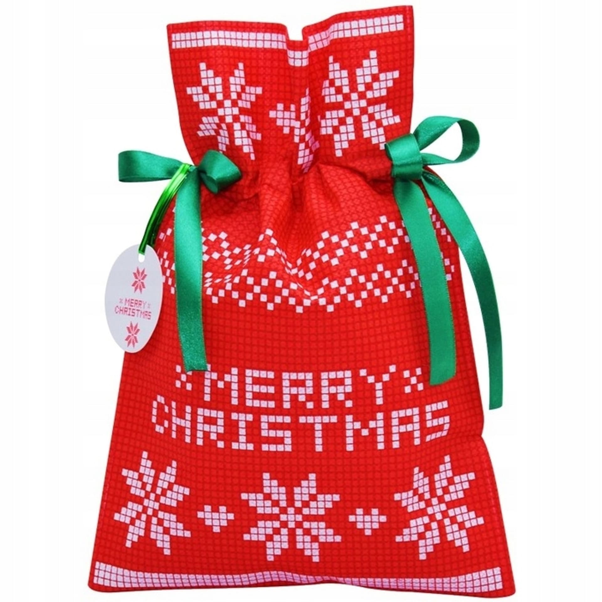 

Worek upominkowy materiałowy czerwony MERRY CHRISTMAS 30x45cm PaKaDo