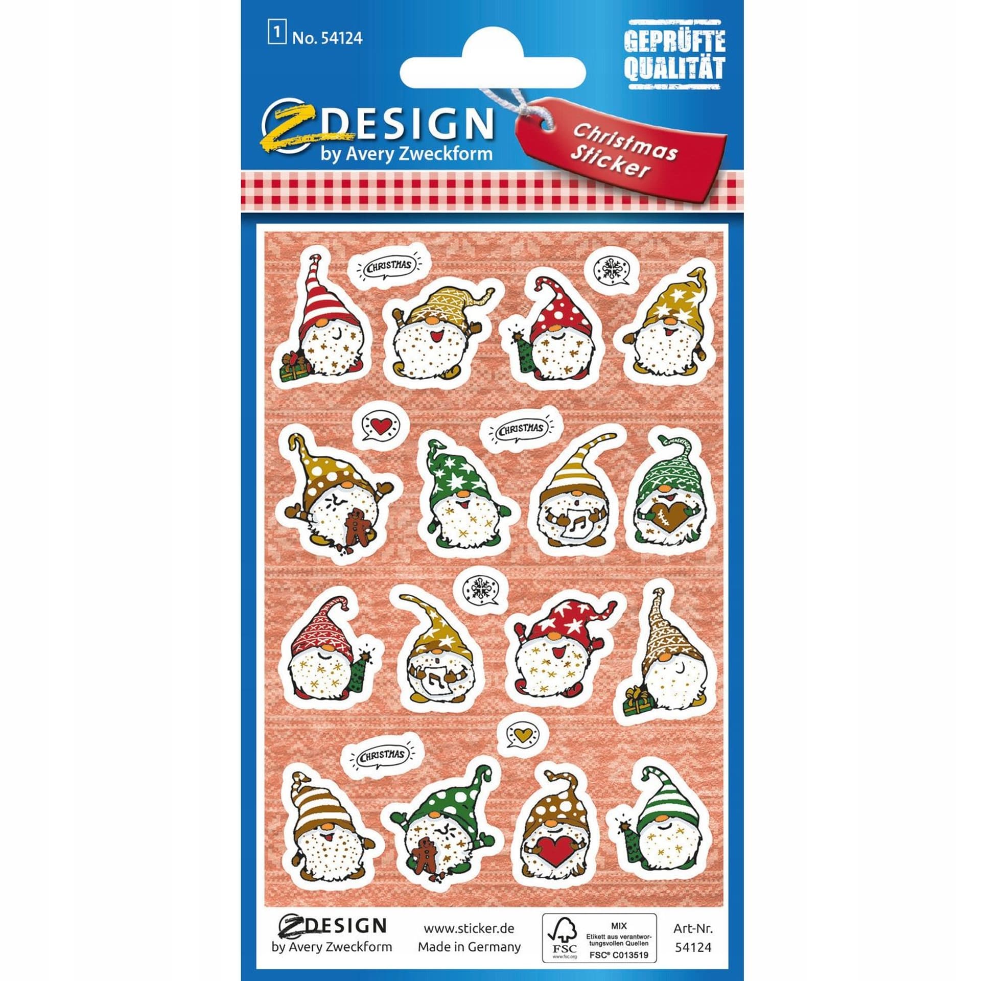 

Naklejki papierowe z tłoczeniami - świąteczne skrzaty Z-Design 54124 AVERY ZWECKFORM