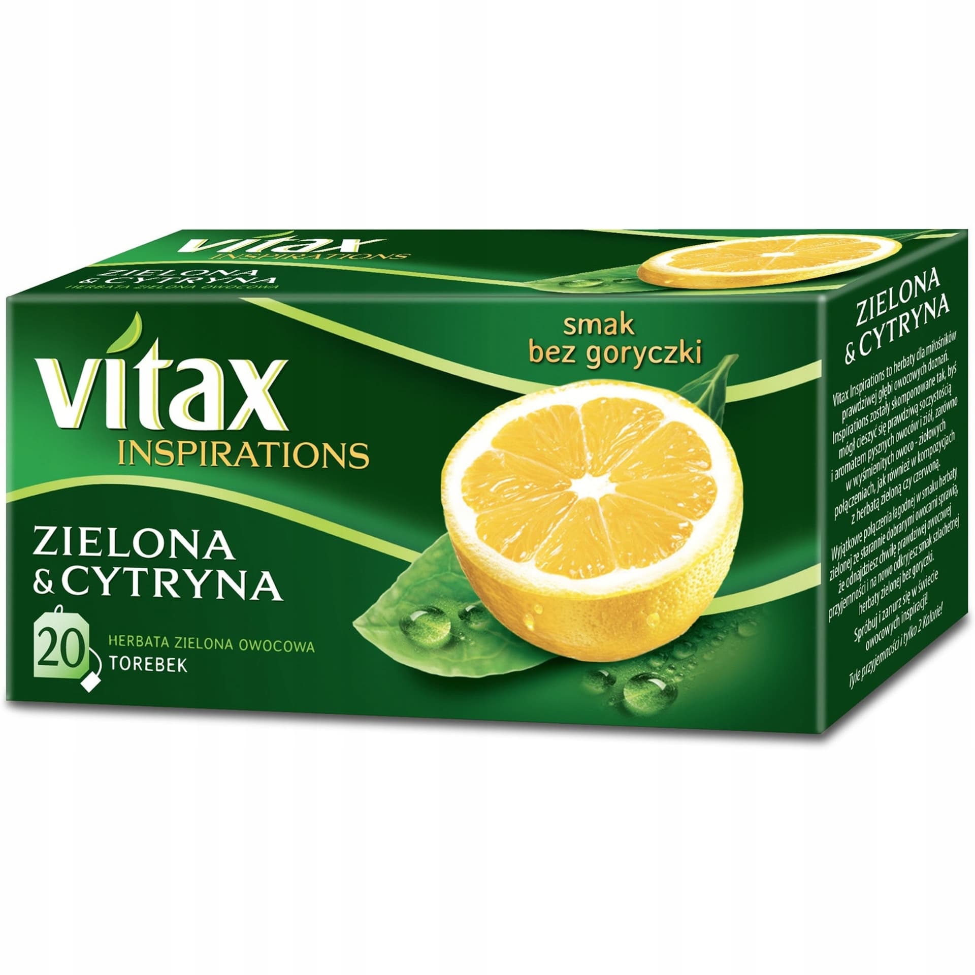 

Herbata VITAX INSPIRATIONS (20 torebek) zielona z cytryną 30g zawieszka, 20 torebek) zielona z cytryną 30g zawieszk