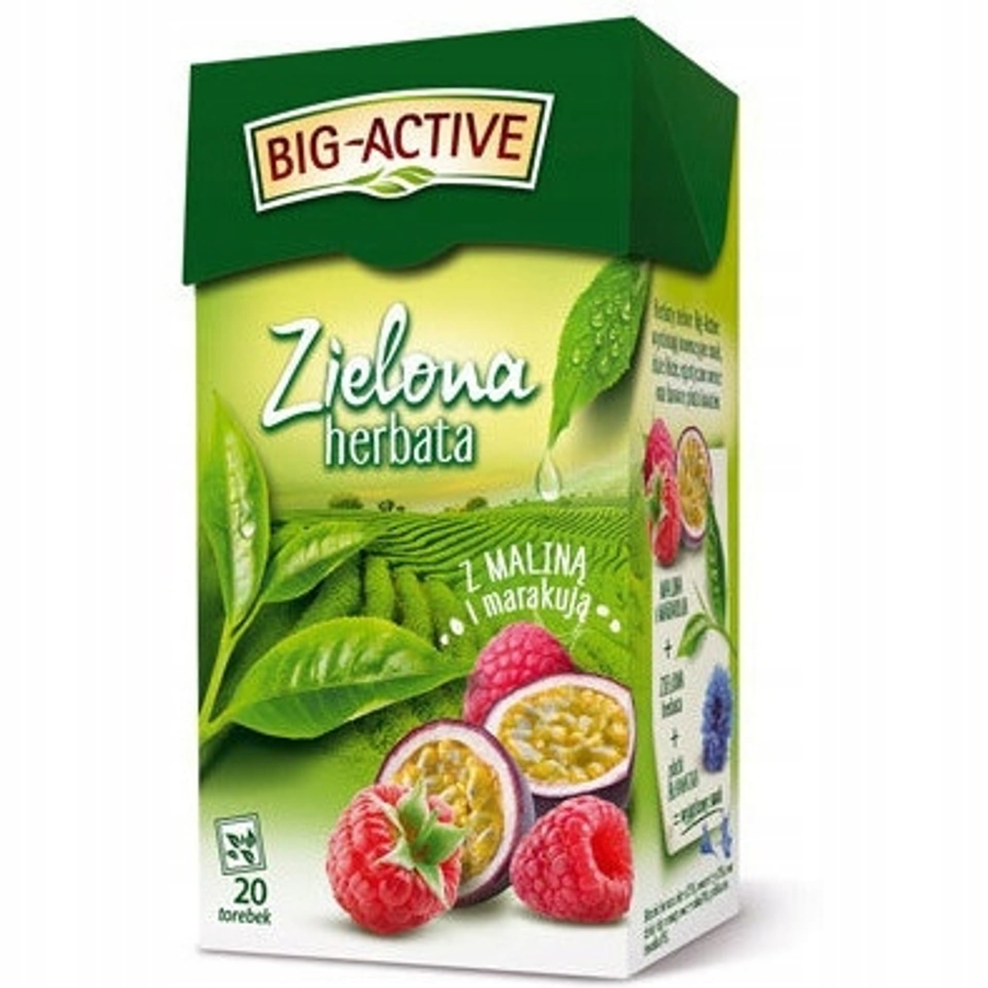 

Herbata BIG-ACTIVE zielona (20 torebek) MALINA-MARAKUJA, 20 torebek) malina-marakuj