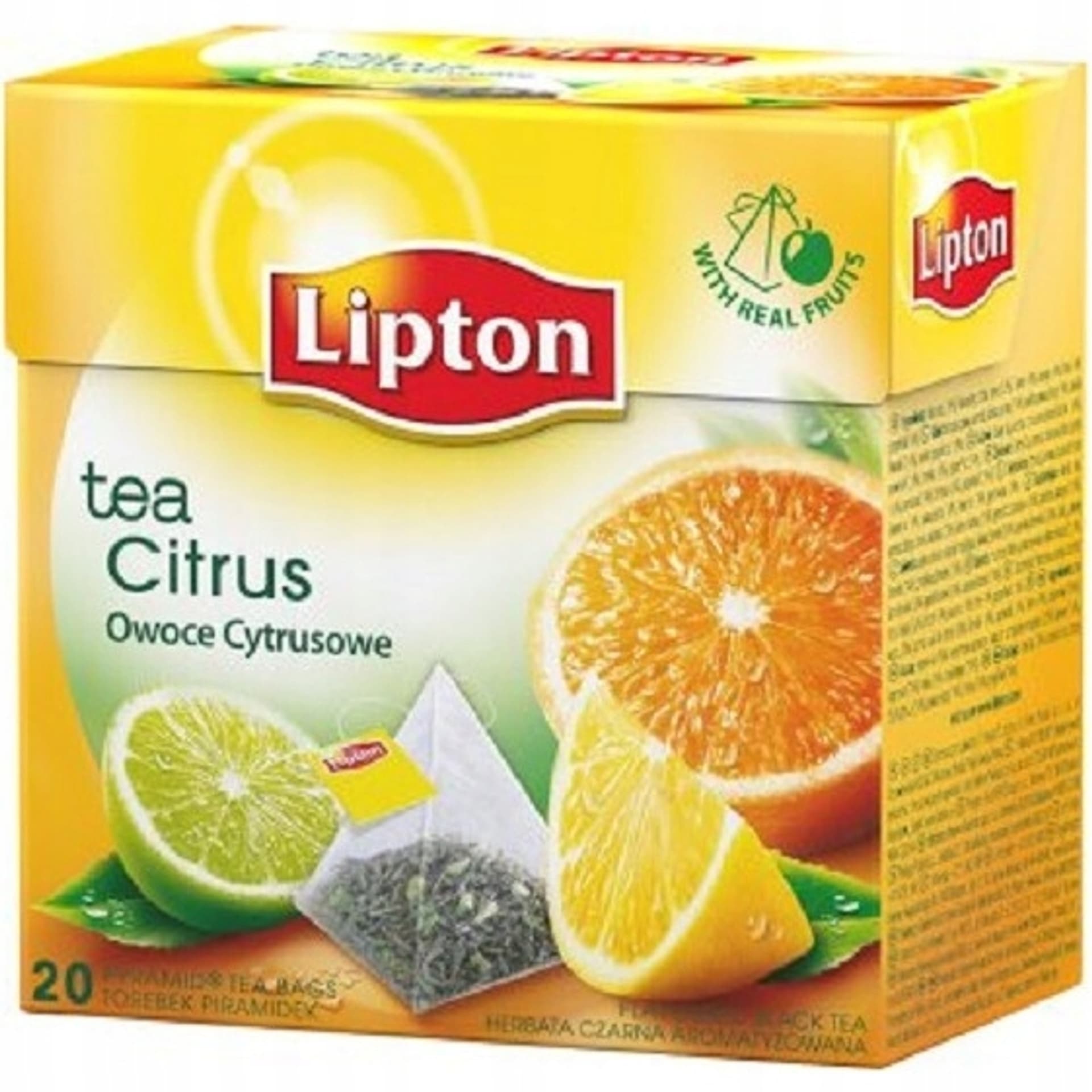 

Herbata LIPTON PIRAMID (20 torebek) czarna z aromatem OWOCE CYTRUSOWE, 20 torebek) czarna z aromatem owoce cytrusow