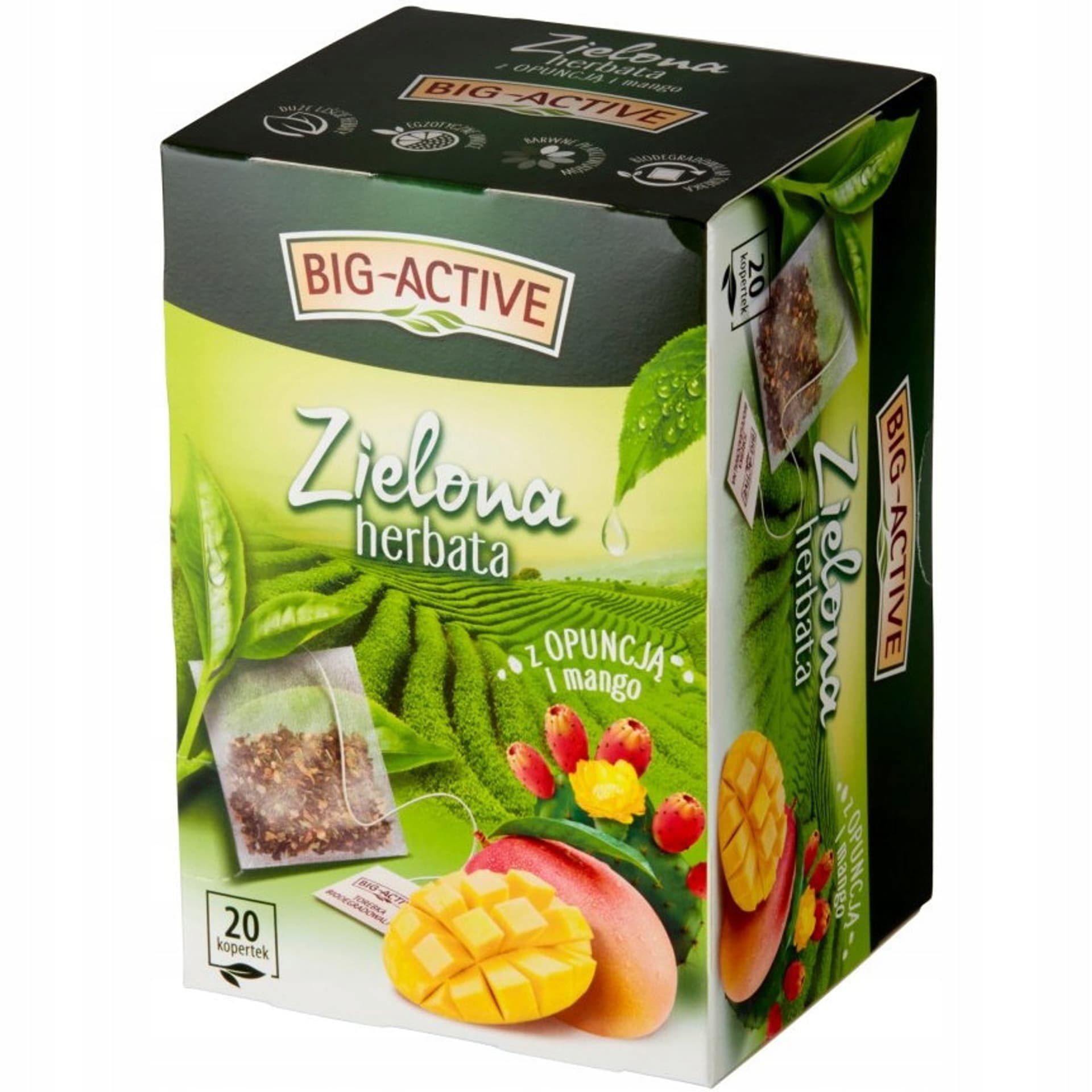 

Herbata BIG-ACTIVE zielona (20 kopert) Opuncja i Mango 34g, 20 kopert) opuncja i mango 34